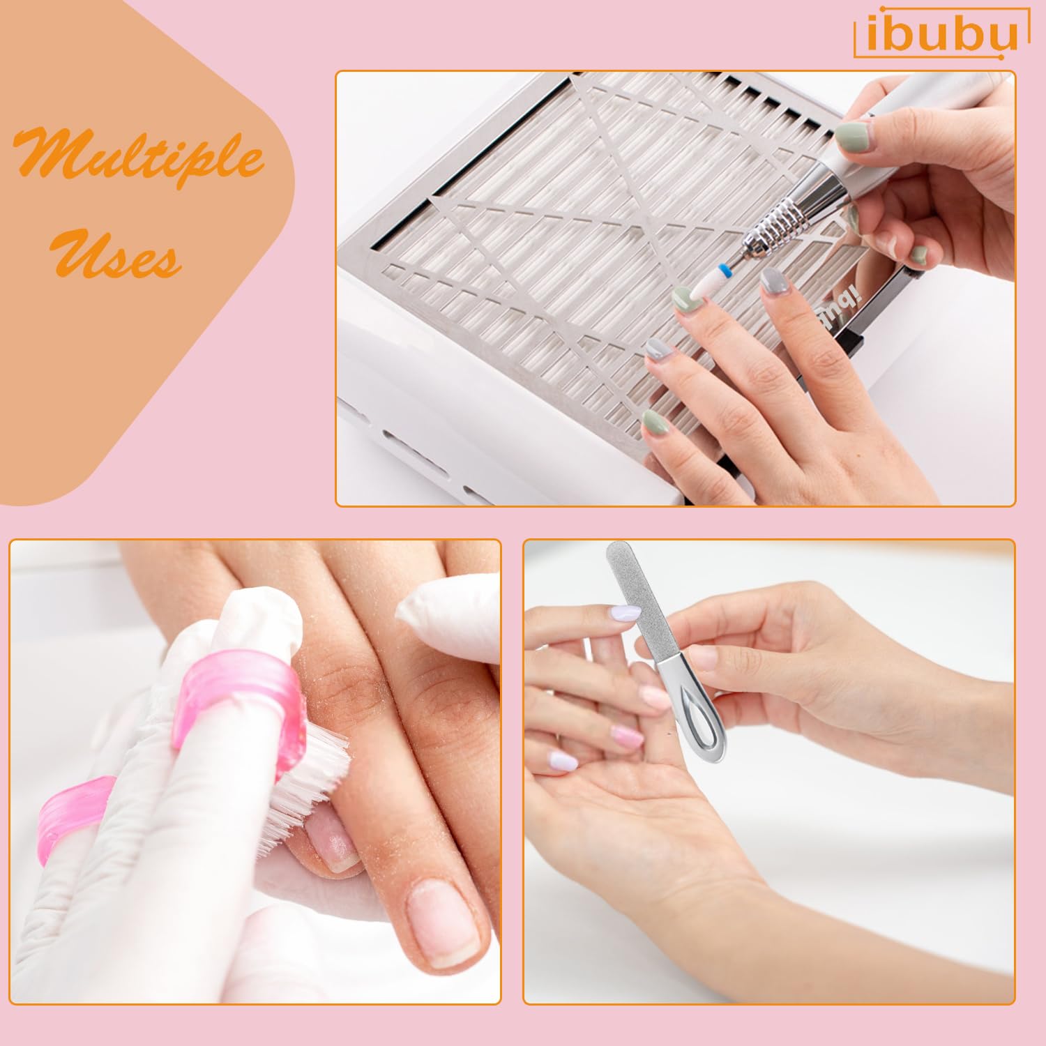 Electric Nail Dust Collector with Strong Suction - Professional Nail Salon Vacuum Cleaner for Acrylic Powder & Dust Extraction | Includes Multiple Nail Tool Kits | Perfect for Manicure, Pedicure & Nail Art Studios (White)