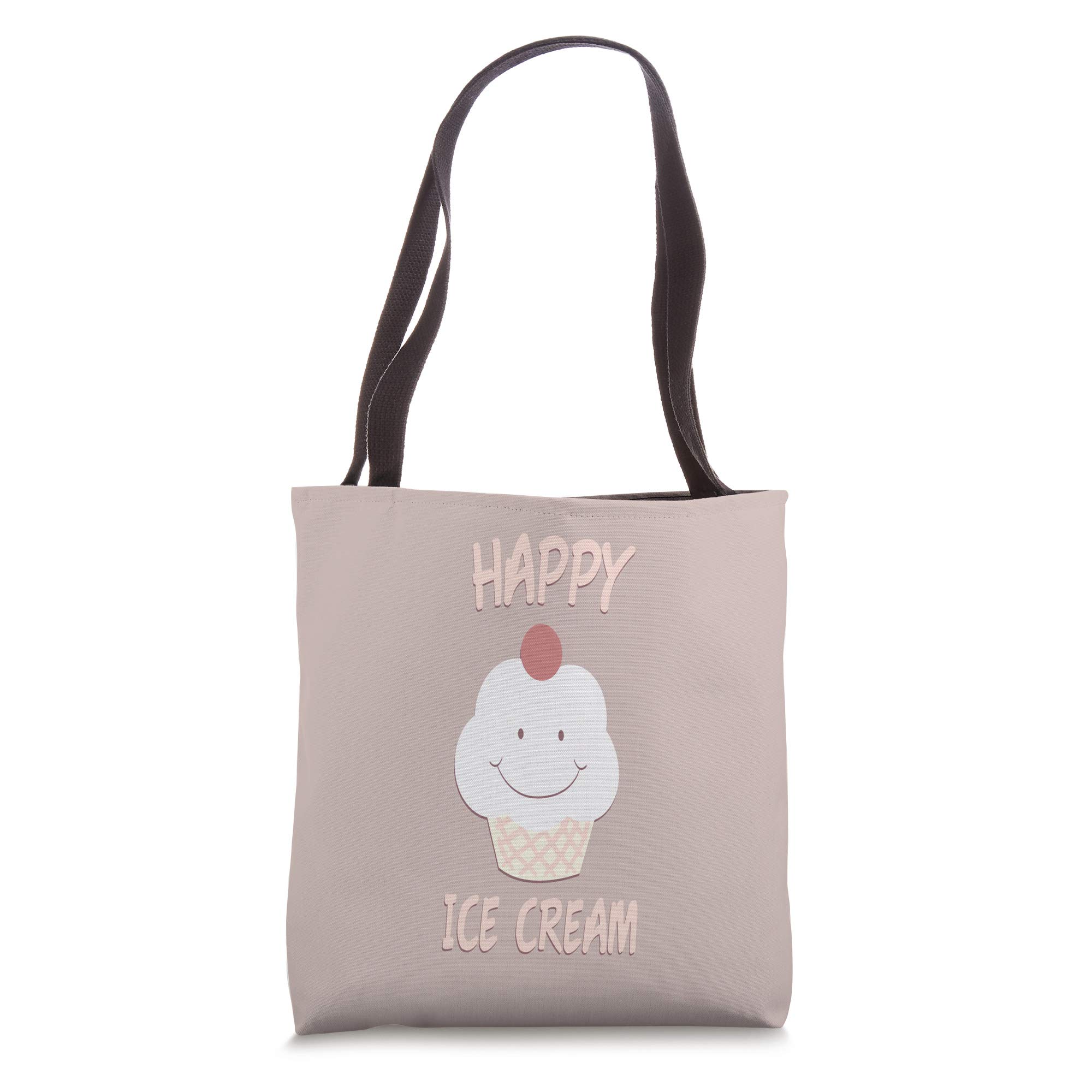 GRAPHIC 365 Happy Ice Cream Tote Bag - Funny Kids Gift Tote for School, Beach & Shopping - Cute Ice Cream Design Cotton Tote Bag for Women & Girls