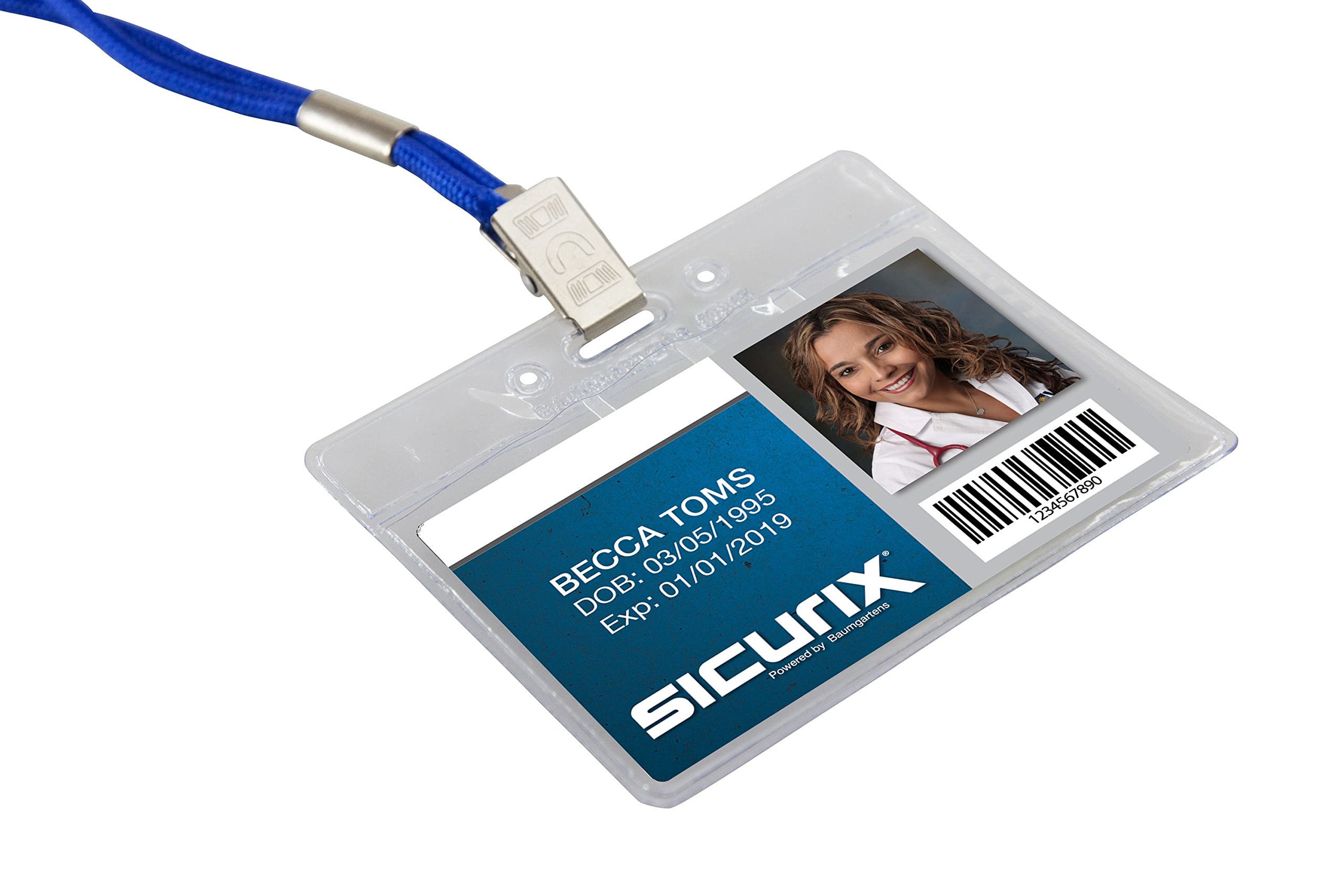 SICURIX Horizontal Badge Holder - 50 Pack (67815) - Ideal for ID Cards, Security Badges, and Event Passes