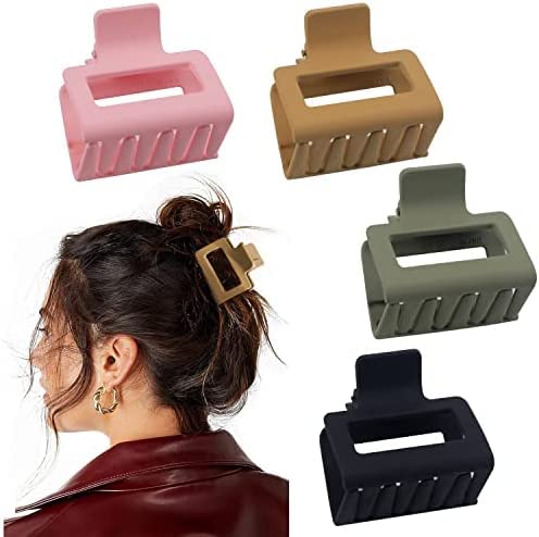 COSMOS STAR™ Matte Hair Clips Set - 4 Pack Non-Slip Claw Clips with Strong Grip for Women & Girls | Hair Styling Accessories for Thick, Thin & Curly Hair | Perfect for School, Work, Gym & Everyday Use