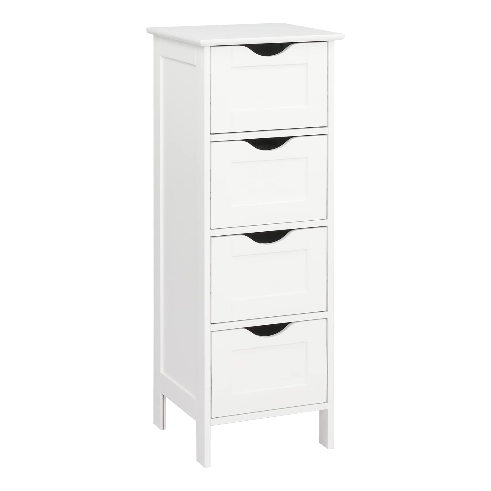 Freestanding Bathroom Floor Cabinet with 4 Drawers - White Storage Organizer for Bathroom, Bedroom & Living Room (11.8