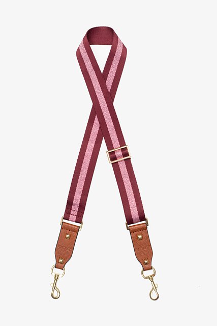 Antler Bag Strap - Adjustable Crossbody Shoulder Strap for Handbags & Purses - Merlot & Pink Stripe Design - Perfect for Travel, Shopping & Everyday Use