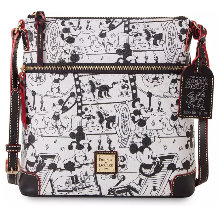 Disney Parks Mickey Mouse Steamboat Willie Dooney & Bourke Crossbody Bag - Black | Official Disney Merchandise for Theme Park Fans & Collectors | Perfect for Disney Trips, Cosplay & Everyday Use