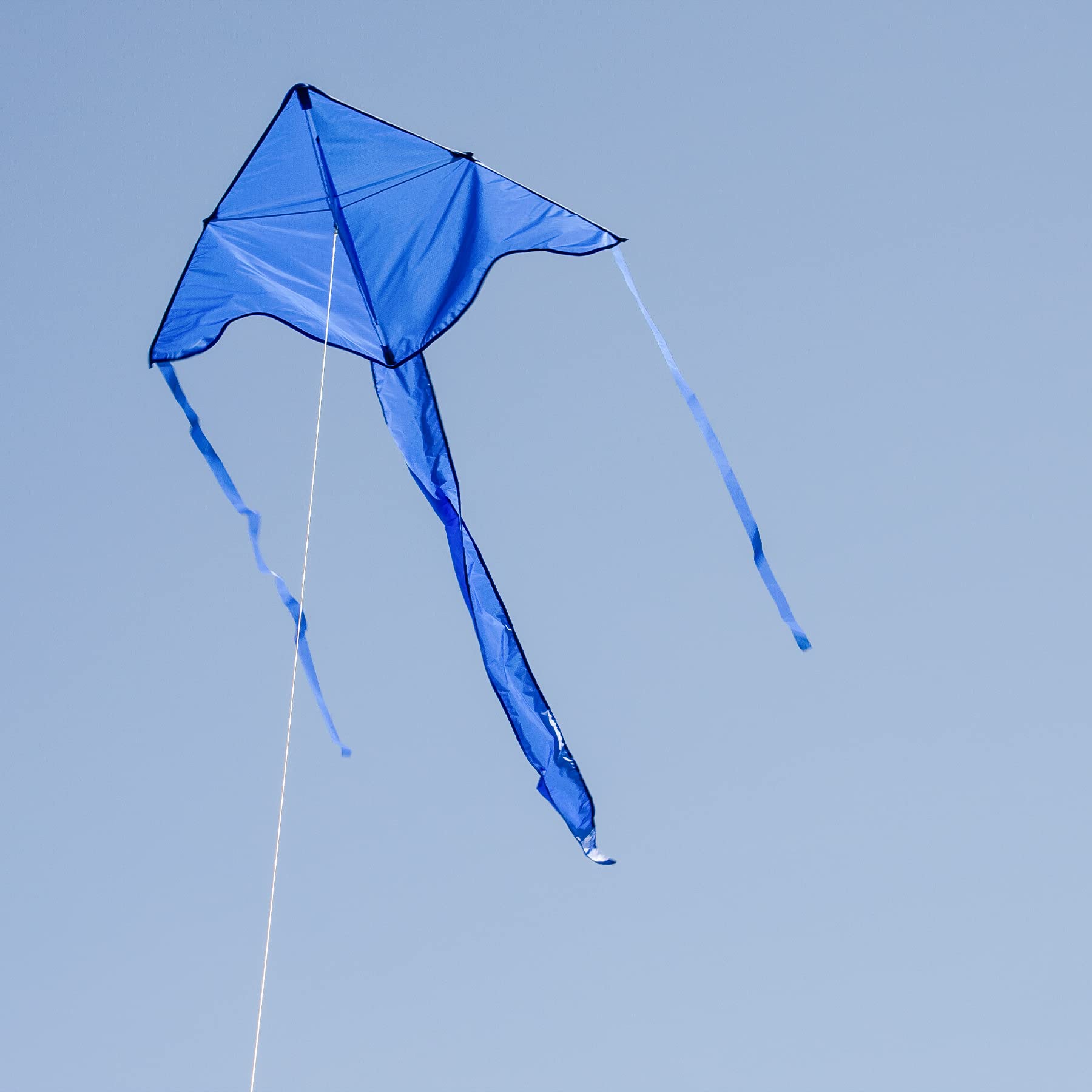 Solid Color Fly Hi Kites - Blue Outdoor Kite for Kids & Adults - Perfect for Beach, Park and Family Fun Days
