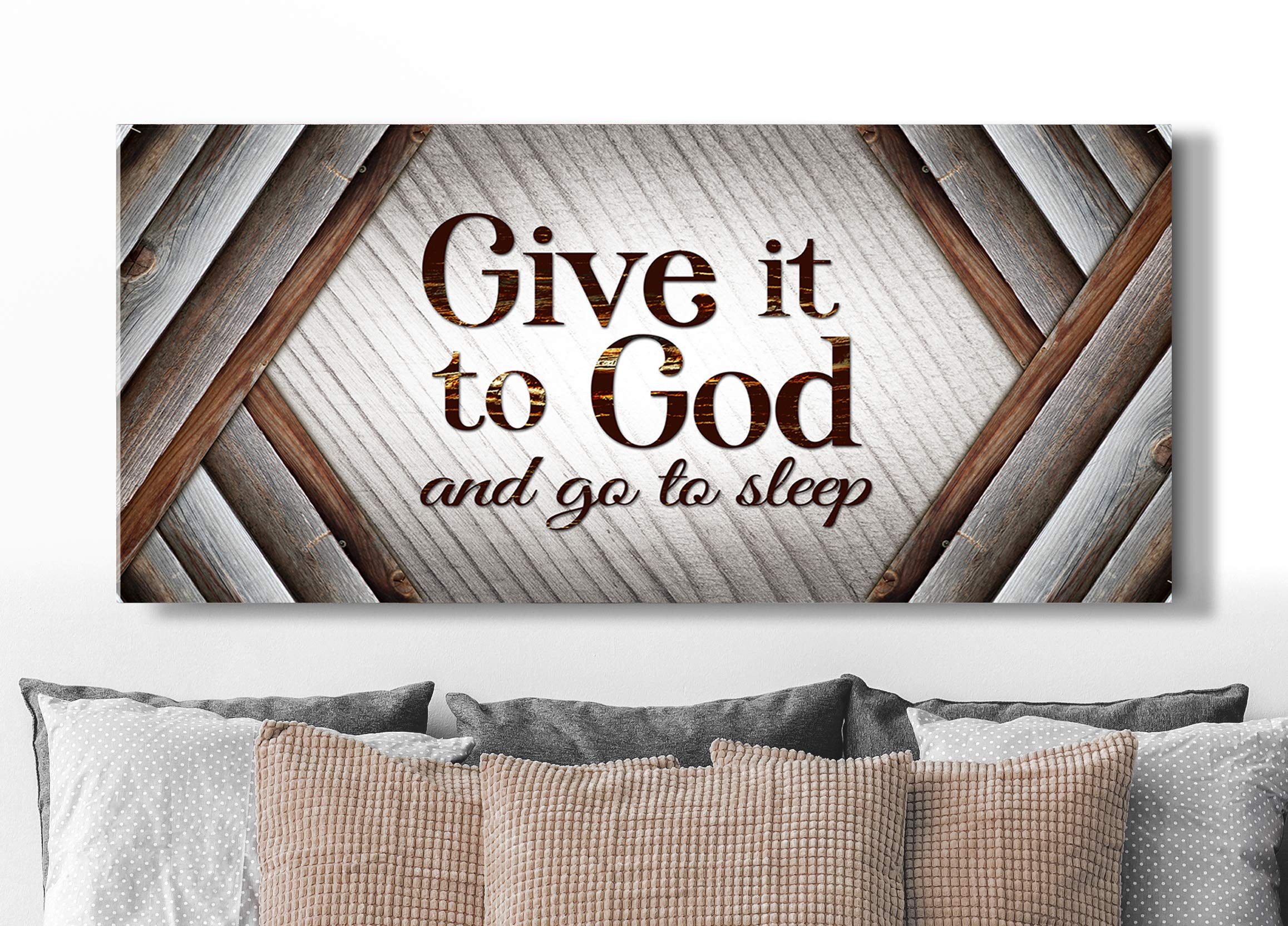 Christian Wall Art - Farmhouse Sign for Bedroom Decor (Brown, 60x27) - Religious Home Décor