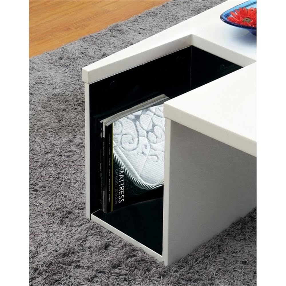 Modern White Coffee Table - BOWERY HILL Contemporary Living Room Furniture for Small Spaces & Apartments