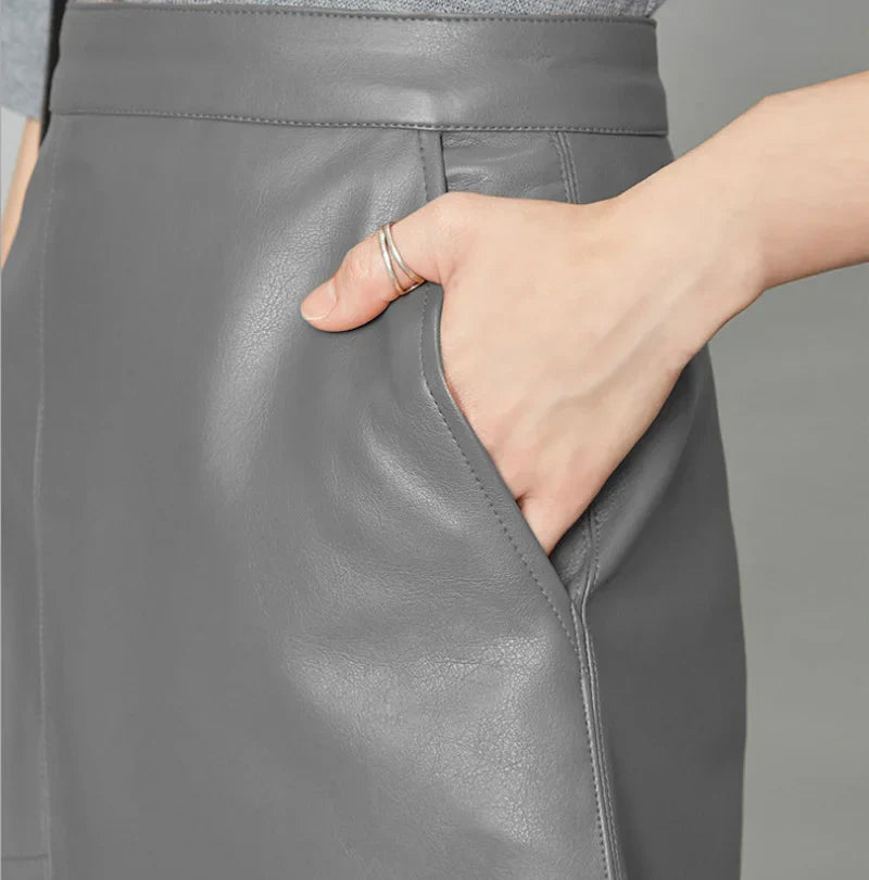 Stylish Women's PU Leather Mini Skirt - High Waist A-Line Short Skirt for Casual Wear (Black, Gray, Green) | Perfect for Fall Outfits, Date Nights & Office Chic Looks