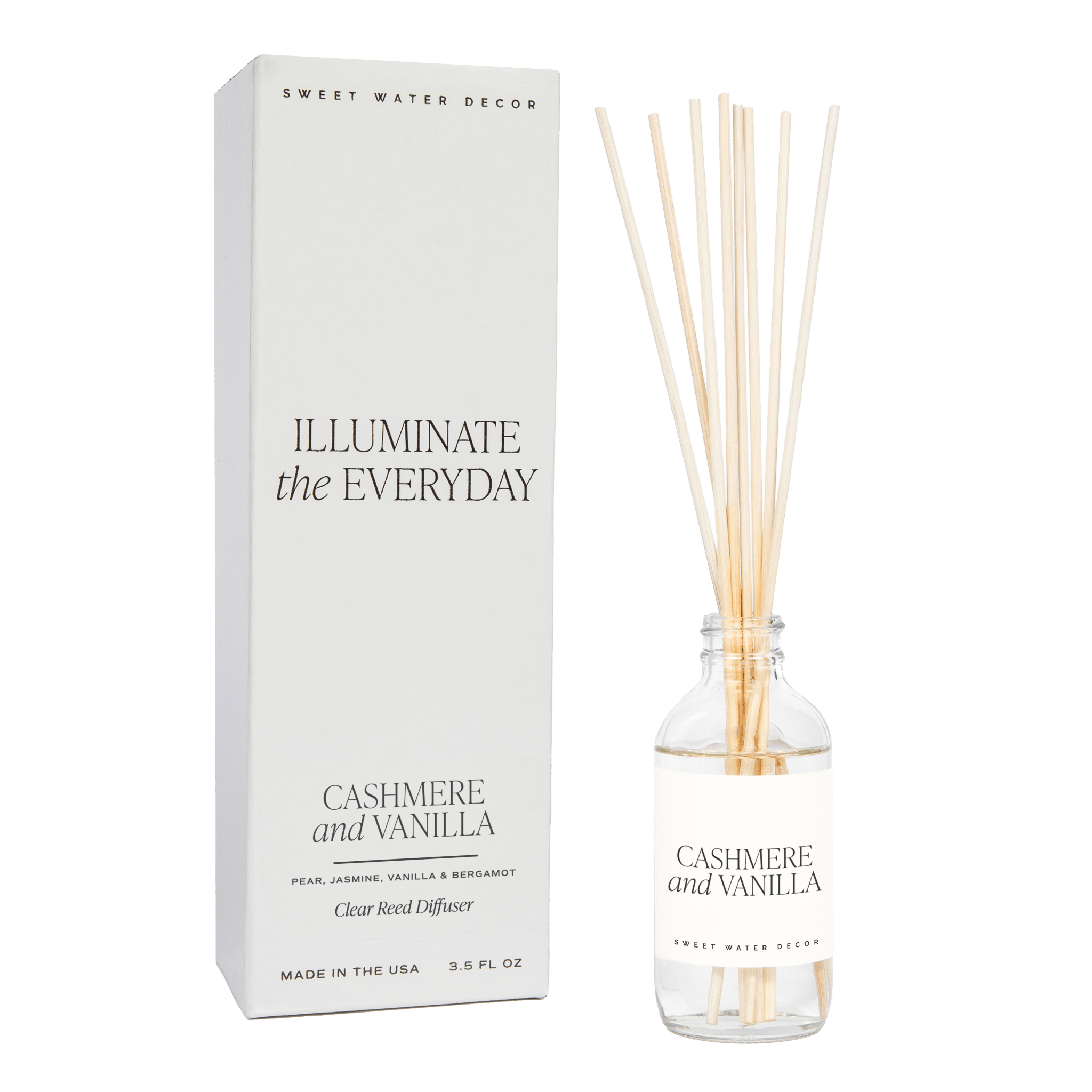 Luxury Cashmere & Vanilla Scented Reed Diffuser - Elegant Home Fragrance for Living Room, Bedroom & Office - Long Lasting Aromatherapy Oil Diffuser