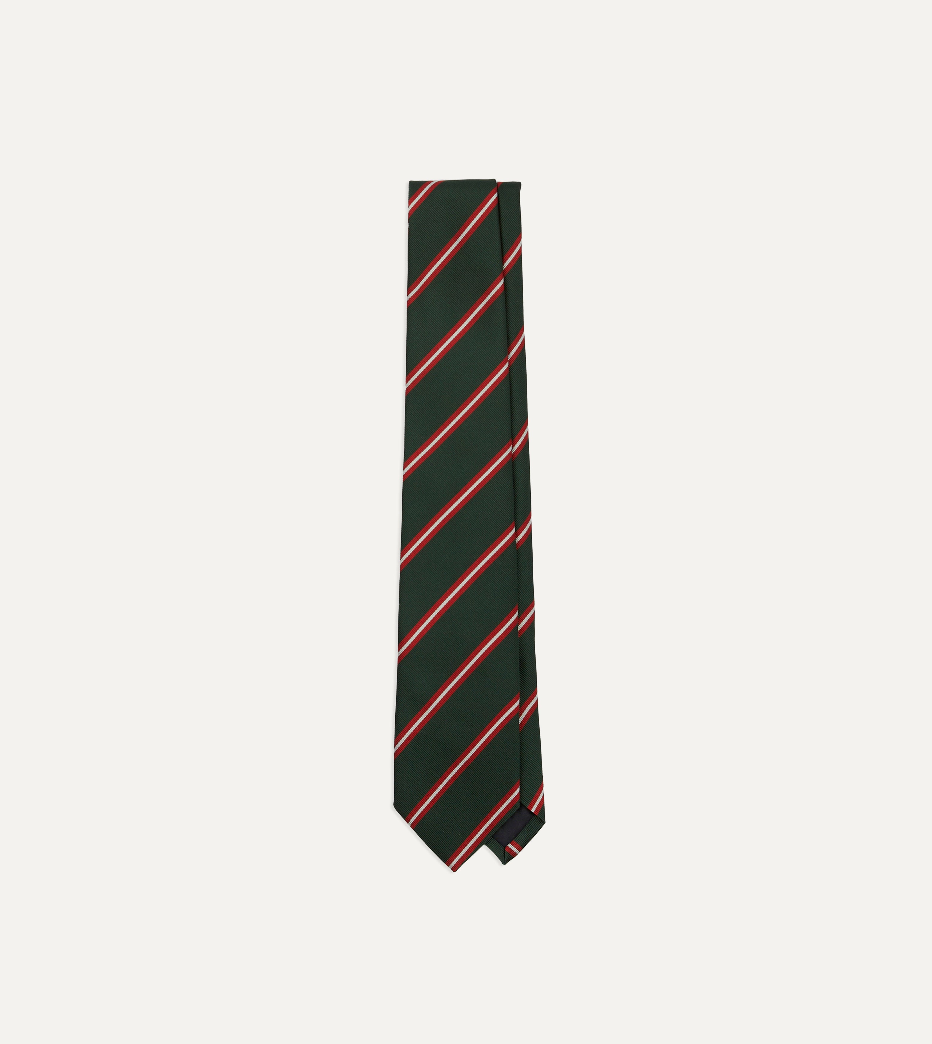 Green, Red & Ecru Striped Silk-Tipped Necktie for Men - Elegant Formal Wear for Weddings, Business Meetings & Special Occasions