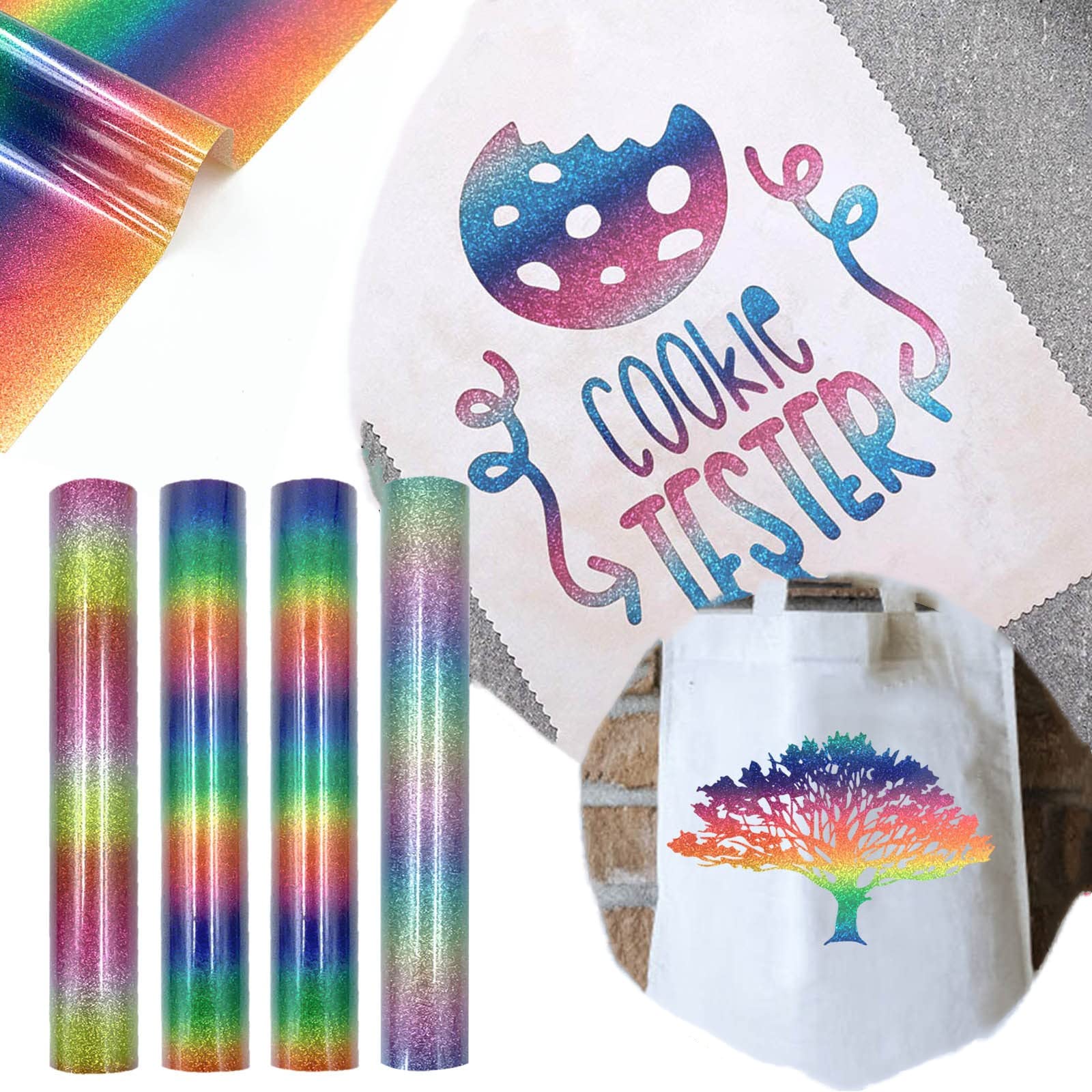 Color Changing Chameleon Heat Transfer Vinyl HTV - Glitter Iron On Vinyl Bundle for DIY T-Shirts & Clothing (30x25cm) | Perfect for Custom Apparel, Crafts & Heat Press Projects