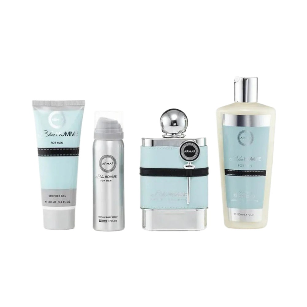 Blue Homme 4 Piece Eau de Toilette Set - 100ml Perfume for Men | Fresh & Masculine Fragrance | Perfect for Daily Wear, Office & Special Occasions
