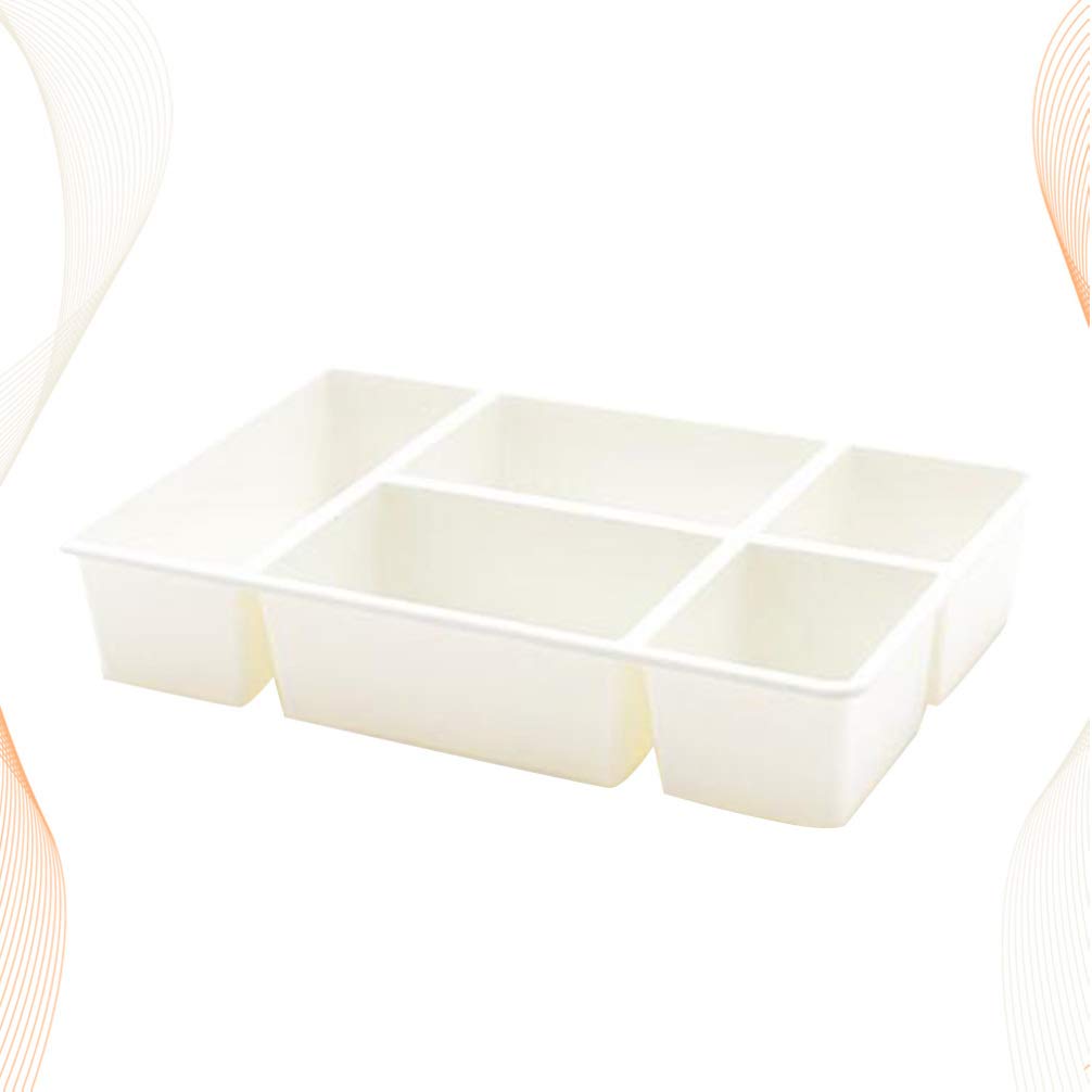 TOPBATHY 5-Drawer Desk Organizer - Rainbow Pencil Holder & Storage Box for Office, Closet, Makeup, Skincare Products (White) | Perfect for Home, Office & Beauty Organization