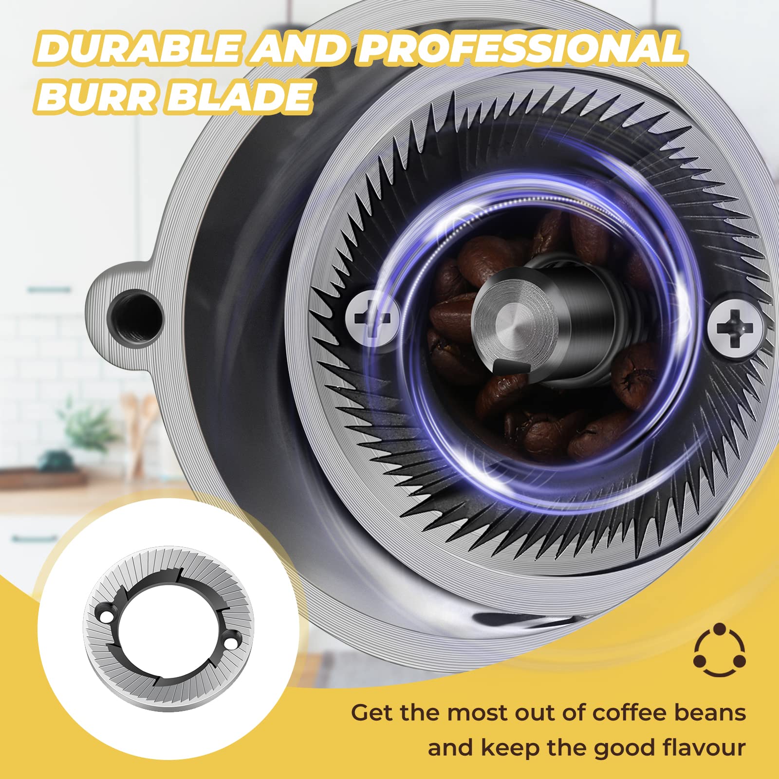 Premium Electric Burr Coffee Grinder for Espresso & Drip - Adjustable Grind Settings, Silent Operation, Includes Brush & Spoon (Red) - Perfect for Home, Office & Coffee Shops