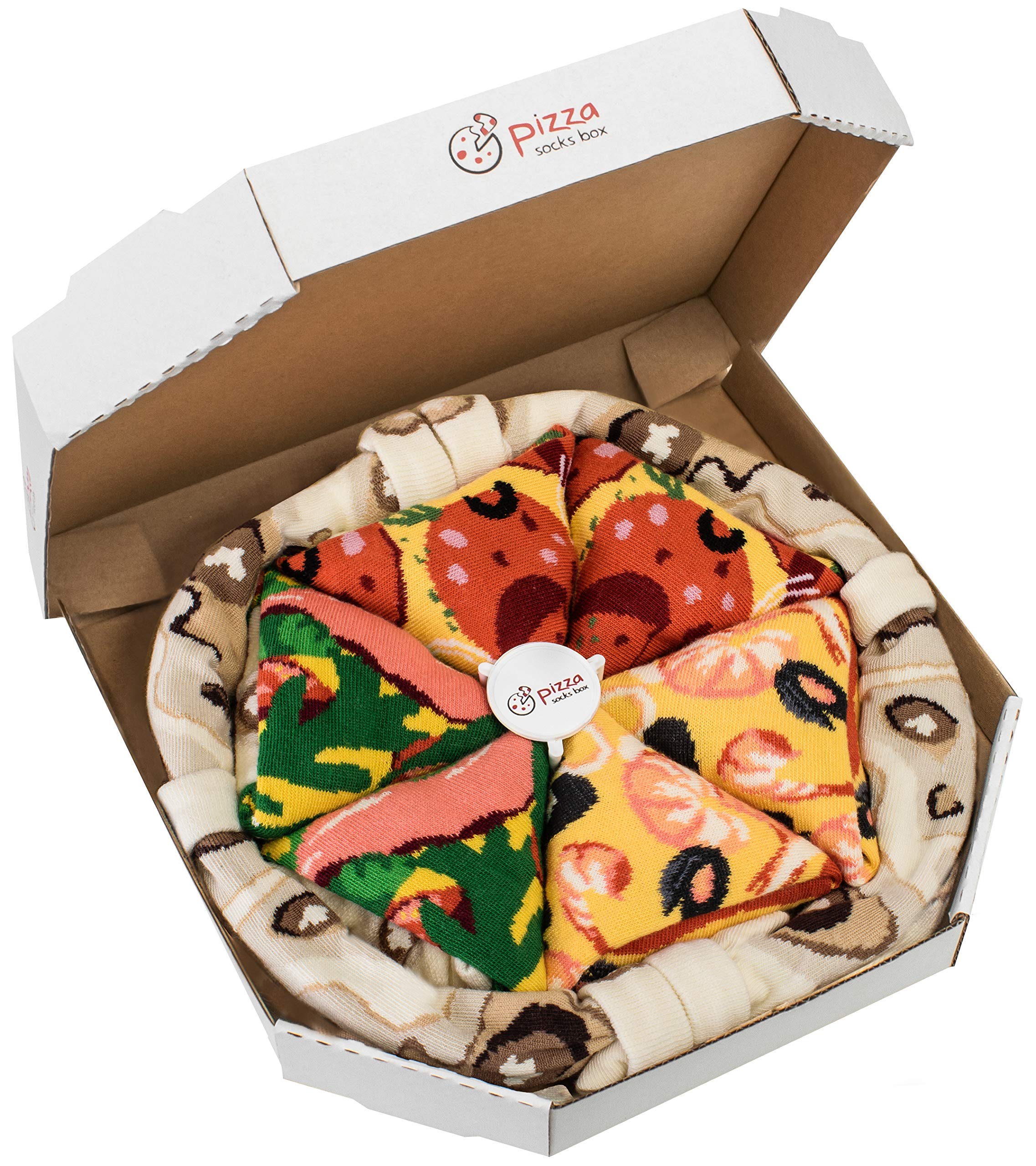 Pizza Socks Gift Set - 4 Pairs of Fun Seafood & Pepperoni Italian Themed Socks for Men & Women - Perfect Funny Gift for Pizza Lovers, Christmas, Birthday & Foodie Friends