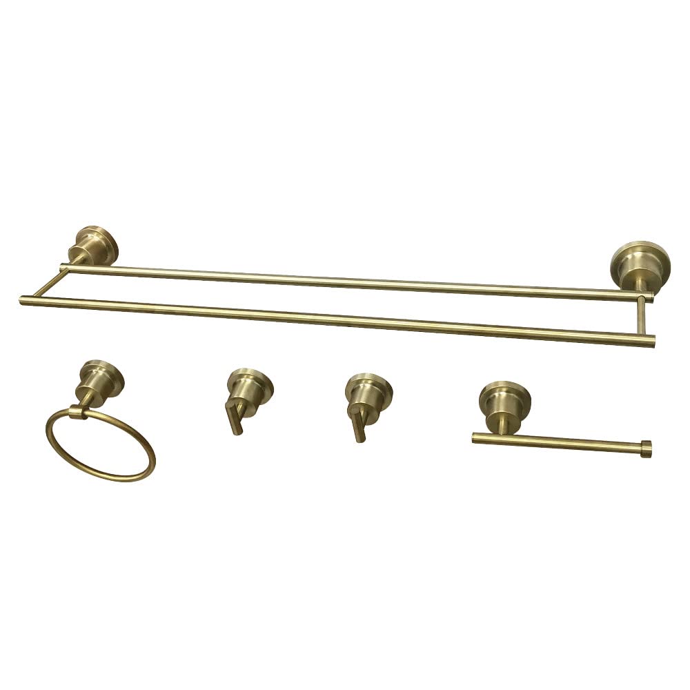 Concord 5-Piece Bathroom Accessory Set in Brushed Brass - Modern Vanity Organizer for Bathroom Decor, Shower, and Spa Style