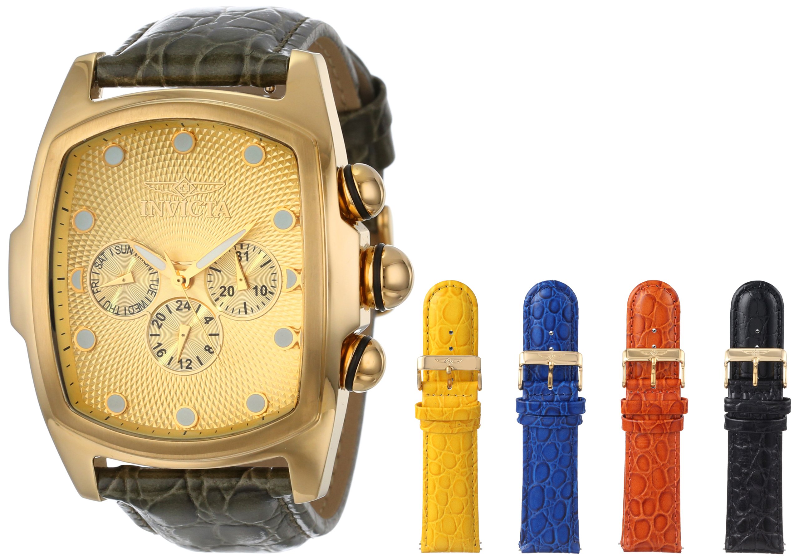 Invicta Men's 0068 Lupah Grand Collection Gold-Tone Watch with Silver-Tone Dial & Strap Set - Luxury Dress Watch for Business, Formal Events & Special Occasions