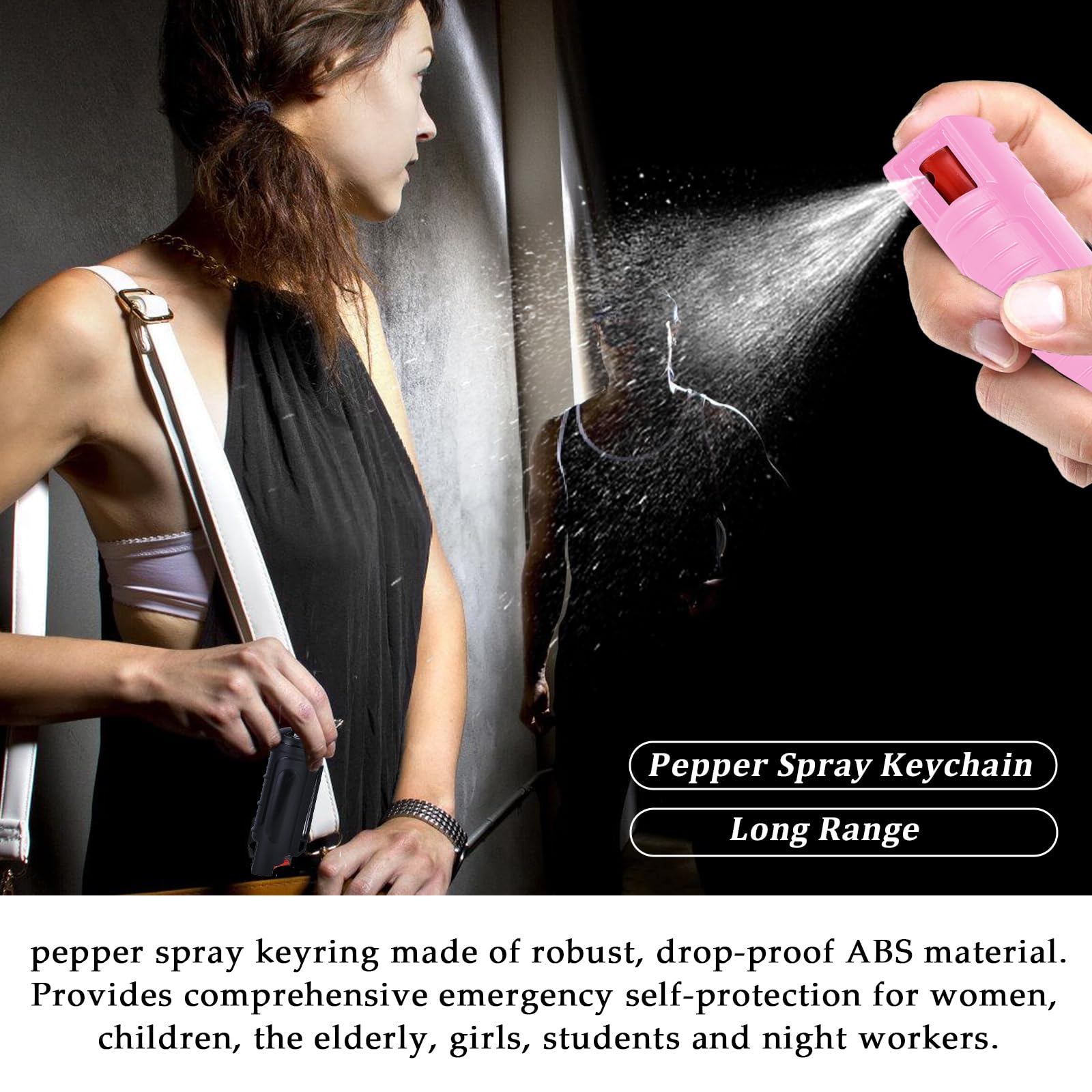 Pepper Spray Keychain - 4 Pack Self Defense Keychains with 20ml Pepper Spray for Women, Men & Kids - Easy to Use Personal Safety Protection for Walking, Jogging, Night Commute & Outdoor Activities