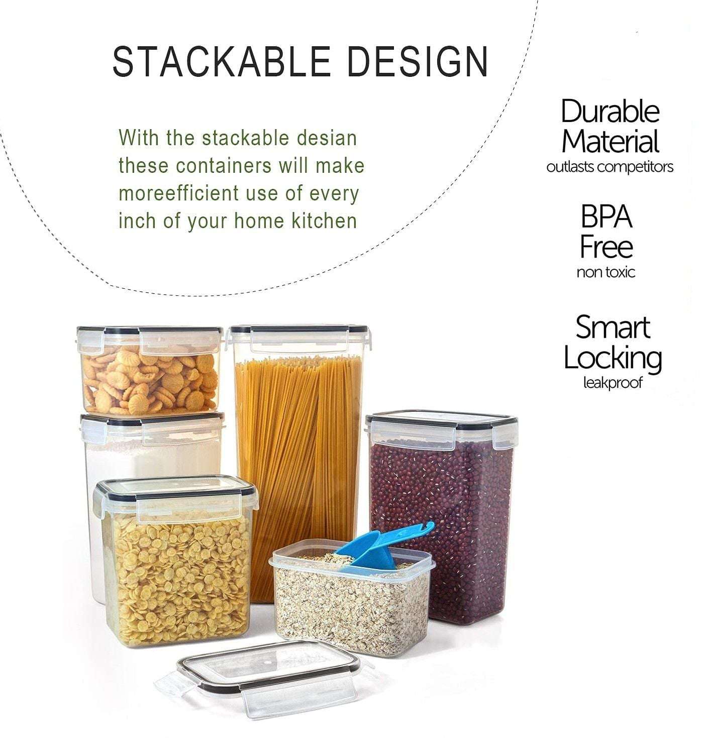 14-Piece Airtight Food Storage Containers Set - BPA-Free Plastic with Secure Locking Black Lids & Labels - Perfect for Kitchen Pantry Organization, Meal Prep, and Leftovers Storage