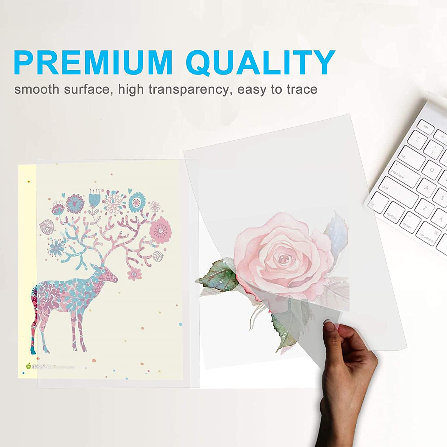 Premium A4 Tracing Paper - 50 Sheets Translucent Vellum Paper for Inkjet Printing, Sketching, Architectural Drafting & Graphic Design | Perfect for Artists, Designers & Craft Projects