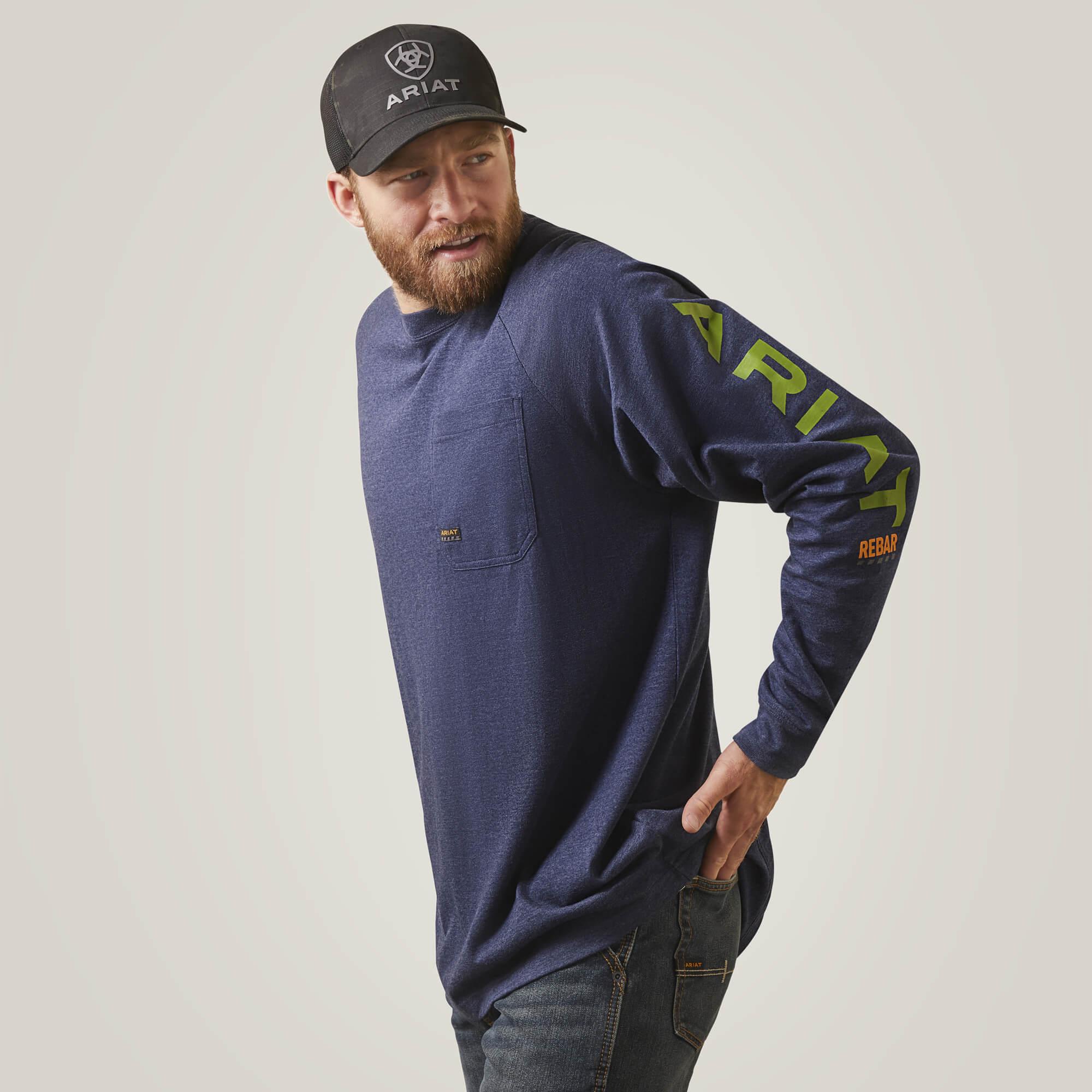 High-Quality Rebar Cotton Strong Graphic T-Shirt - Navy Heather - Comfortable & Durable for Casual Wear, Workouts, and Everyday Use