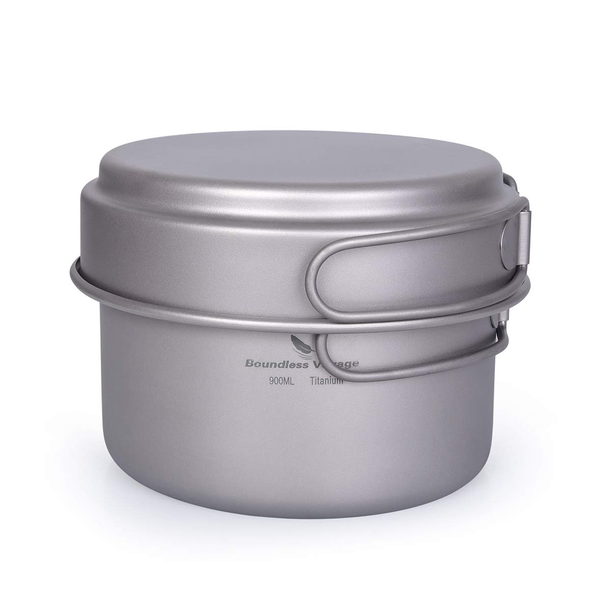 USharedo Titanium Pot Pan Set with Folding Handle - Lightweight Outdoor Camping Cookware for Backpacking, Hiking & Picnic - Includes Soup Pot, Bowl & Frying Pan Mess Kit