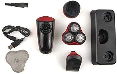 KouRy 3-in-1 USB Rechargeable Electric Head Shaver for Bald Men - Wet/Dry Rotary Shaver with Facial Brushes - Perfect for Travel, Gym & Daily Grooming Routine