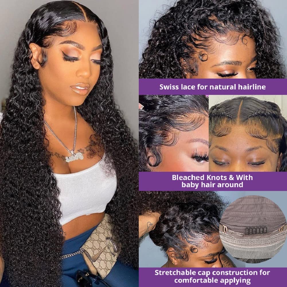 13x4 HD Curly Lace Front Wigs for Black Women - 150% Density Human Hair Wigs with Baby Hair & Pre-Plucked Hairline | 18 Inch Deep Curly Human Hair Wig with Transparent Lace | Perfect for Daily Wear, Special Occasions & Protective Styling