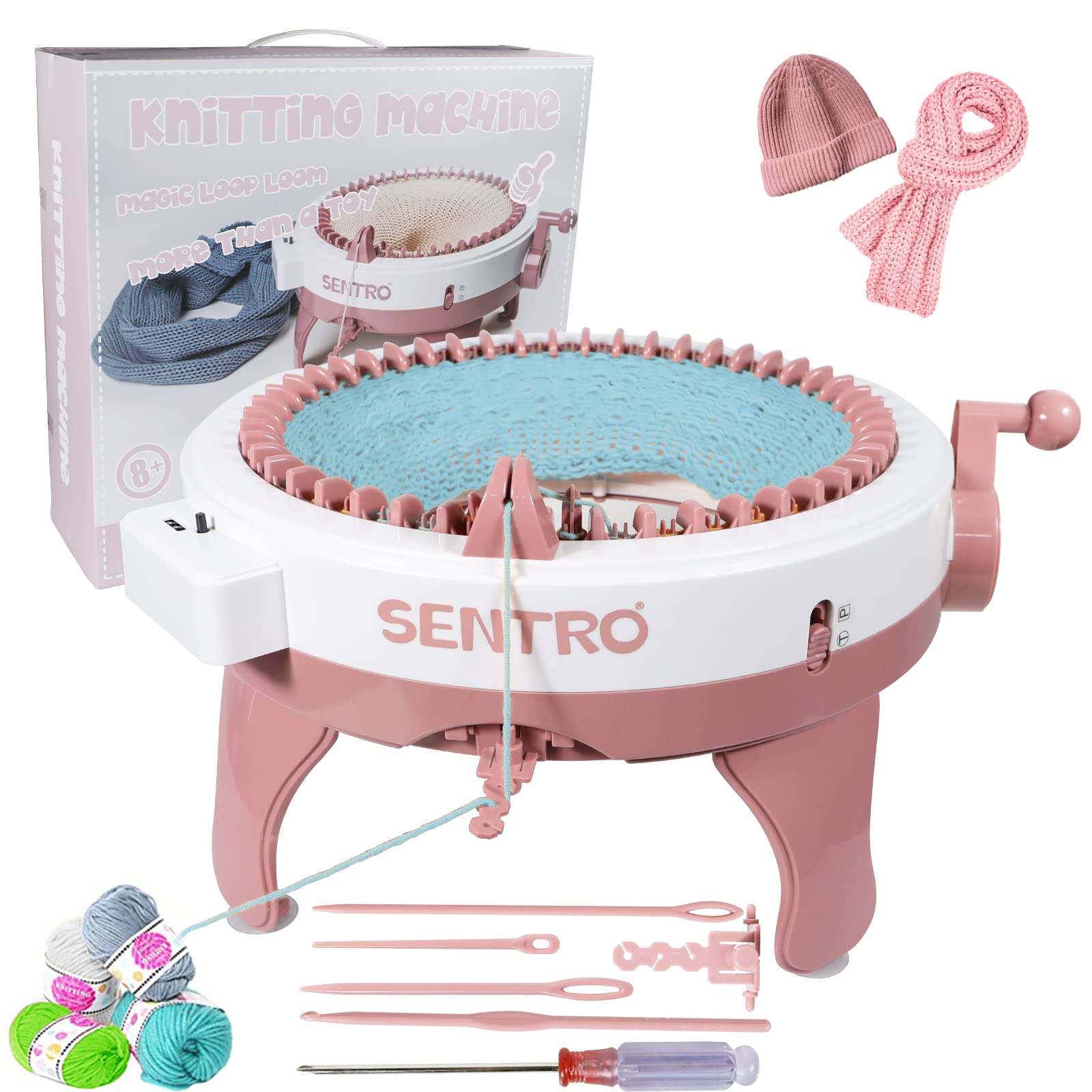 SGQCAR 48 Needle Knitting Machine with Row Counter - 2 Knitting Modes (Plain & Ring Weaving) - Double Loom Knitter for Adults & Kids - Perfect for DIY Sweaters, Hats, and Scarves at Home