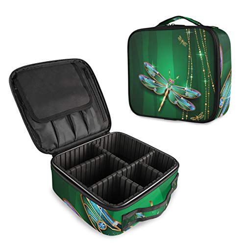 Dragonfly Makeup Bag for Women - Large Travel Cosmetic Organizer with Adjustable Dividers | Perfect for Travel, Gym & Daily Beauty Storage