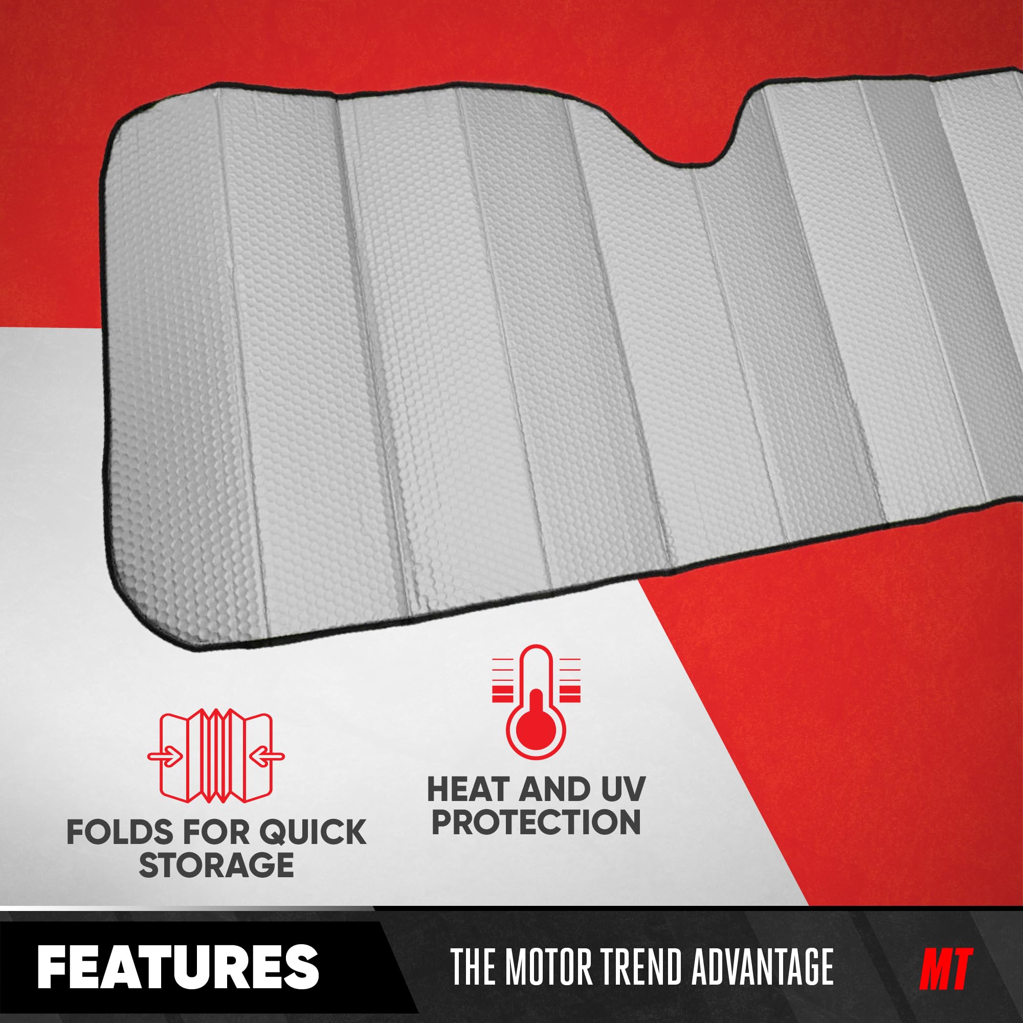 Motor Trend Accordion Gray Car Windshield Sun Shade - 58
