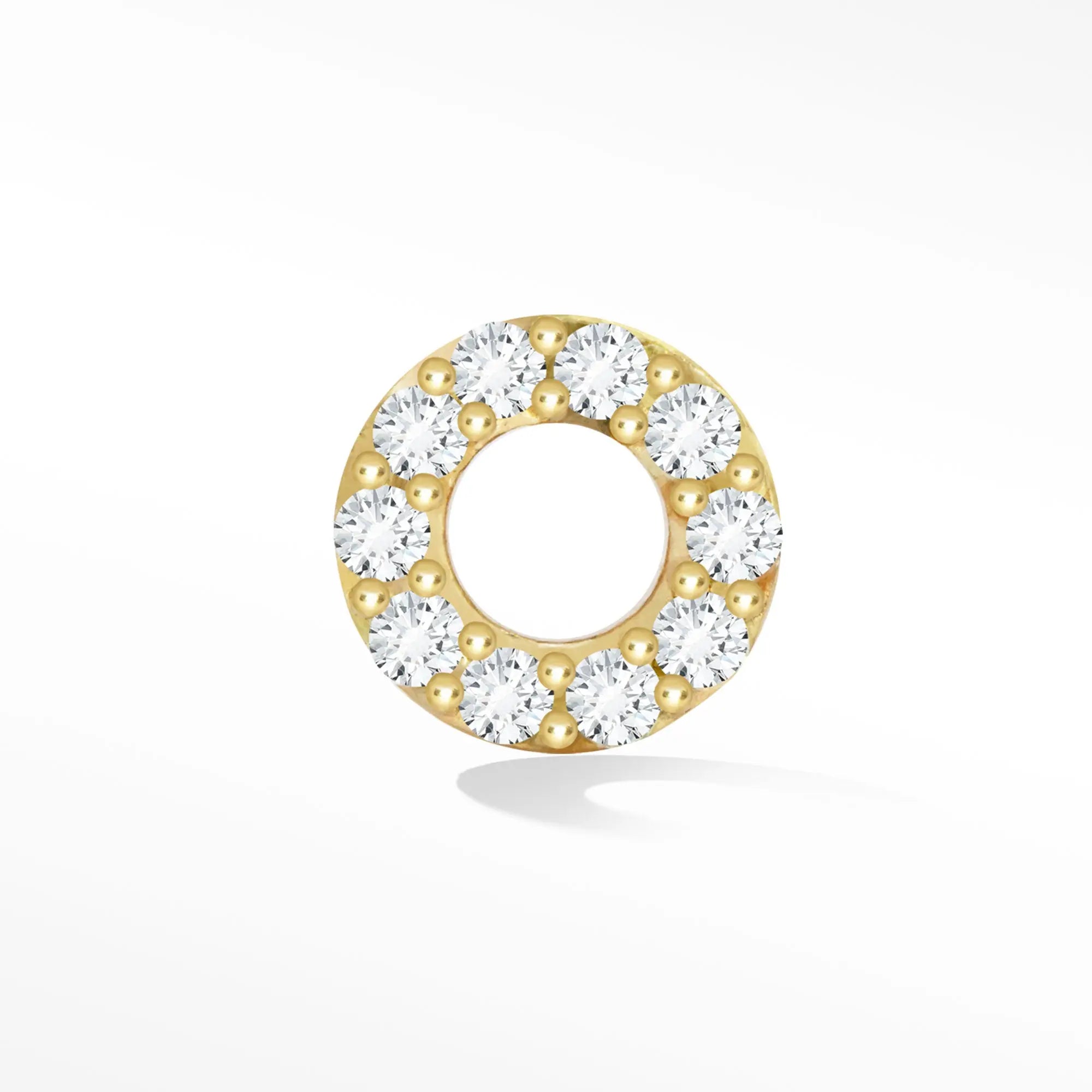 14K Yellow Gold Flat Back Diamond Donut Earrings - Elegant Stud Earrings for Women, Perfect for Daily Wear, Parties & Special Occasions