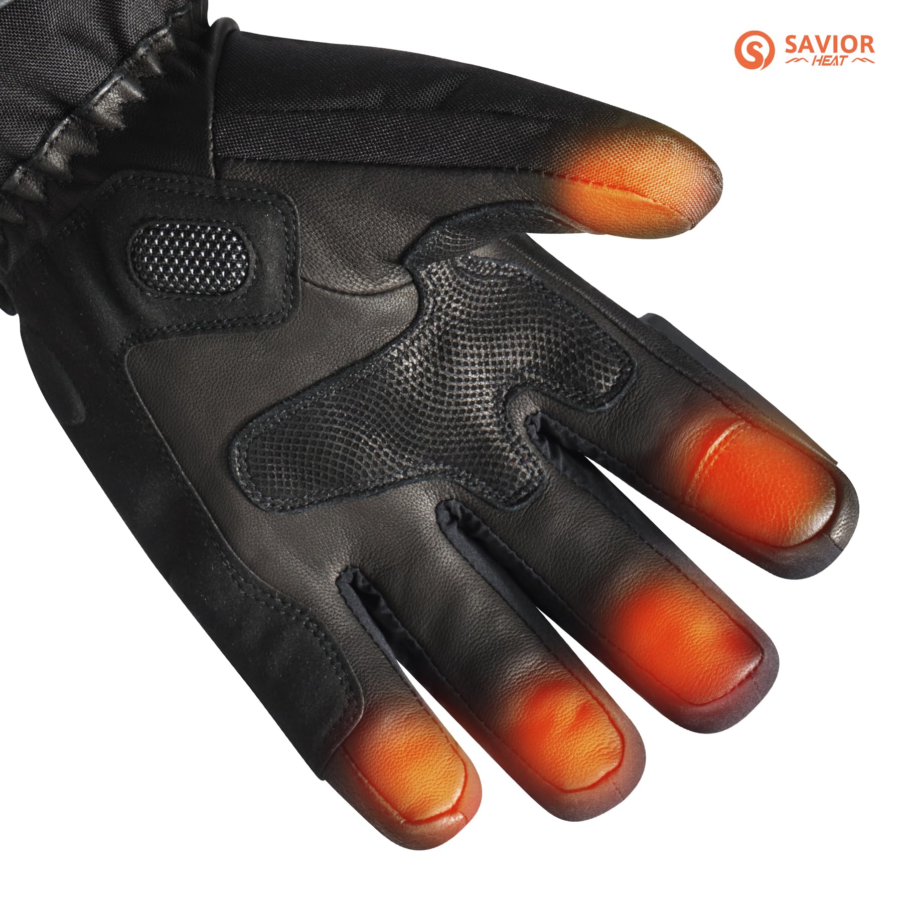 SAVIOR HEAT Rechargeable Electric Heated Gloves for Men & Women - Winter Leather Ski & Snowboard Gloves with Battery Heating - Perfect for Skiing, Snowboarding, Hiking & Cold Weather Activities