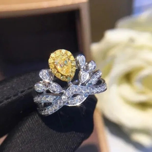 18K Gold Natural Diamond Ring - Elegant Gemstone Engagement Ring for Women, Classic & Trendy Fine Jewelry (2023 New) - Perfect for Weddings, Anniversaries & Special Occasions