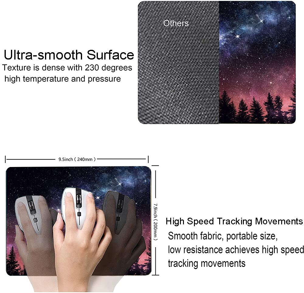 Hokafenle Square Mouse Pad with Non-Slip Rubber Base - Waterproof Galaxy Design Office Mouse Mat for Laptop & Computer - Perfect for Gaming, Work & Home Office Use (Pines Trees Pattern)
