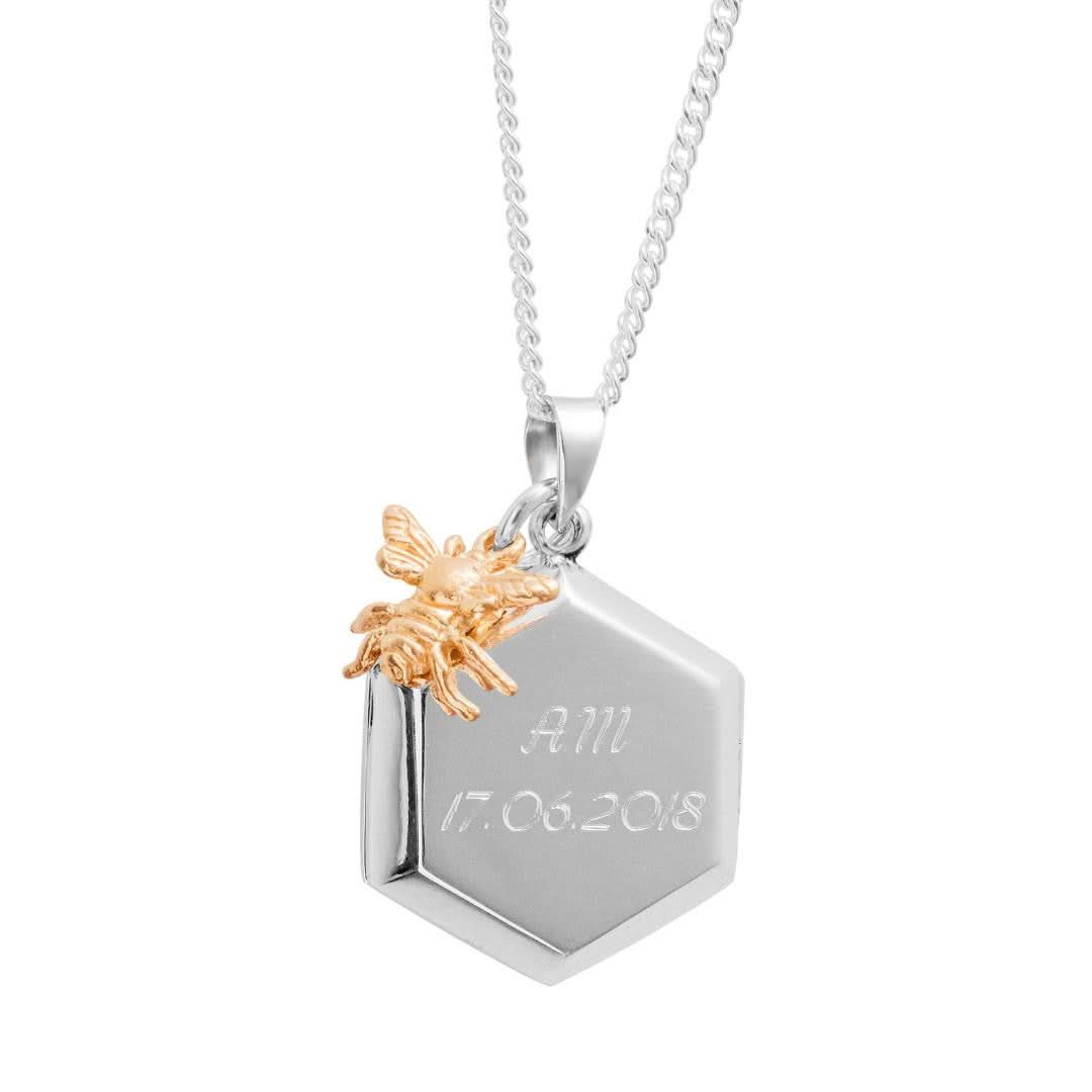 Bee Locket Silver Necklace with Photo Insert - Perfect for Memorial Jewelry, Gifts & Keepsakes