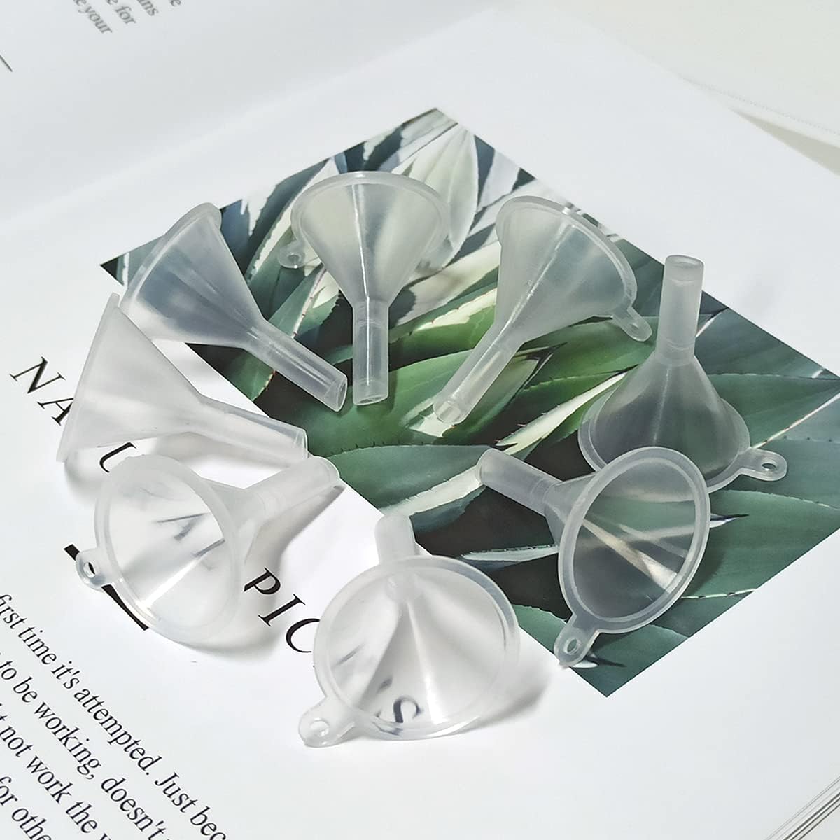 Sileni 10-Pack Clear Plastic Small Funnel - Essential for Bottle Filling, Oil Transfer, Sand Pouring & Cosmetic Products - Foldable Design, Easy to Clean - Perfect for Lotion, Cream, Powder & Perfume Transfer - Ideal for Kitchen, DIY Projects & Beauty Routine