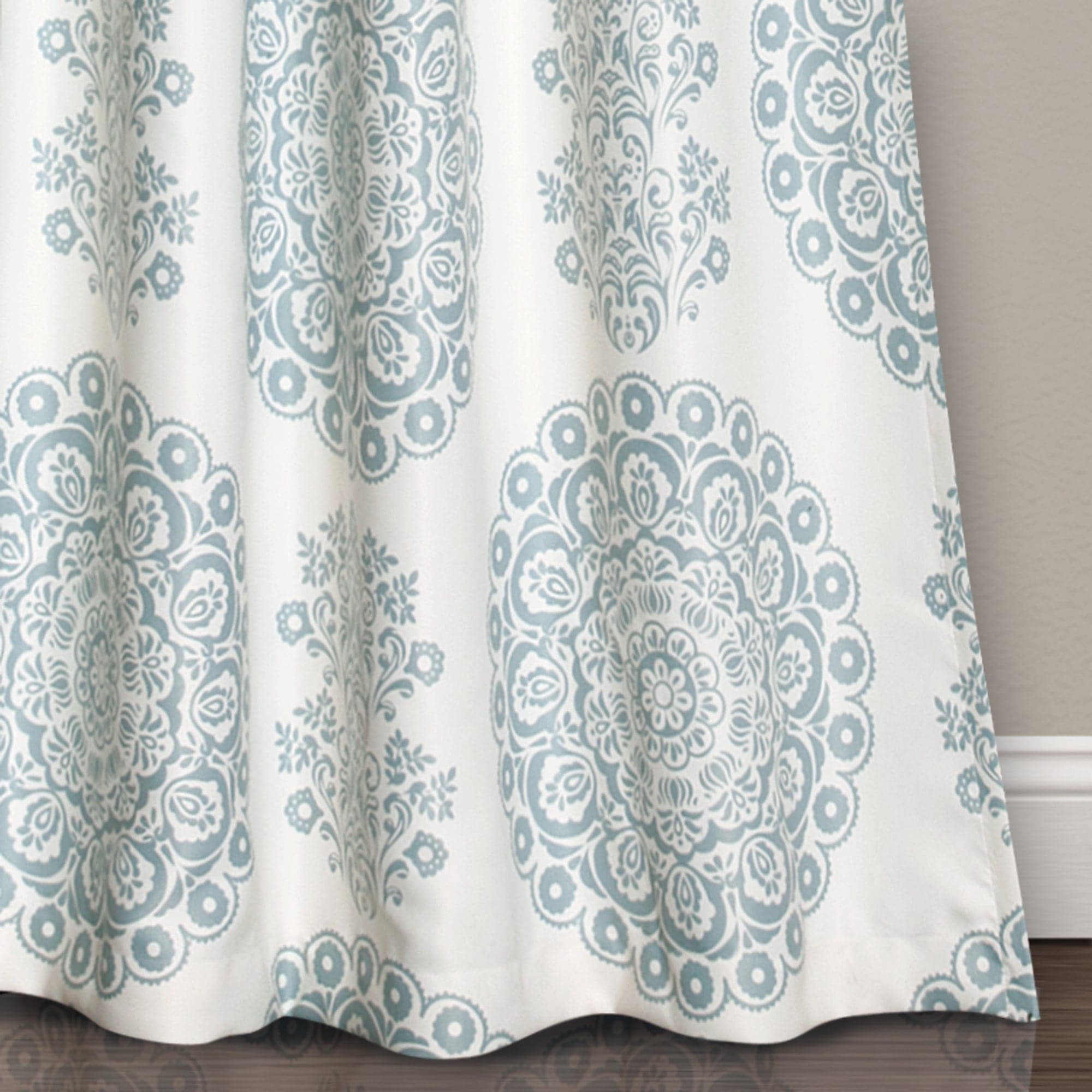 Evelyn Medallion Light Filtering Window Curtain Set - Sheer Elegant Drapes for Living Room & Bedroom - Soft Sunlight & Privacy Control