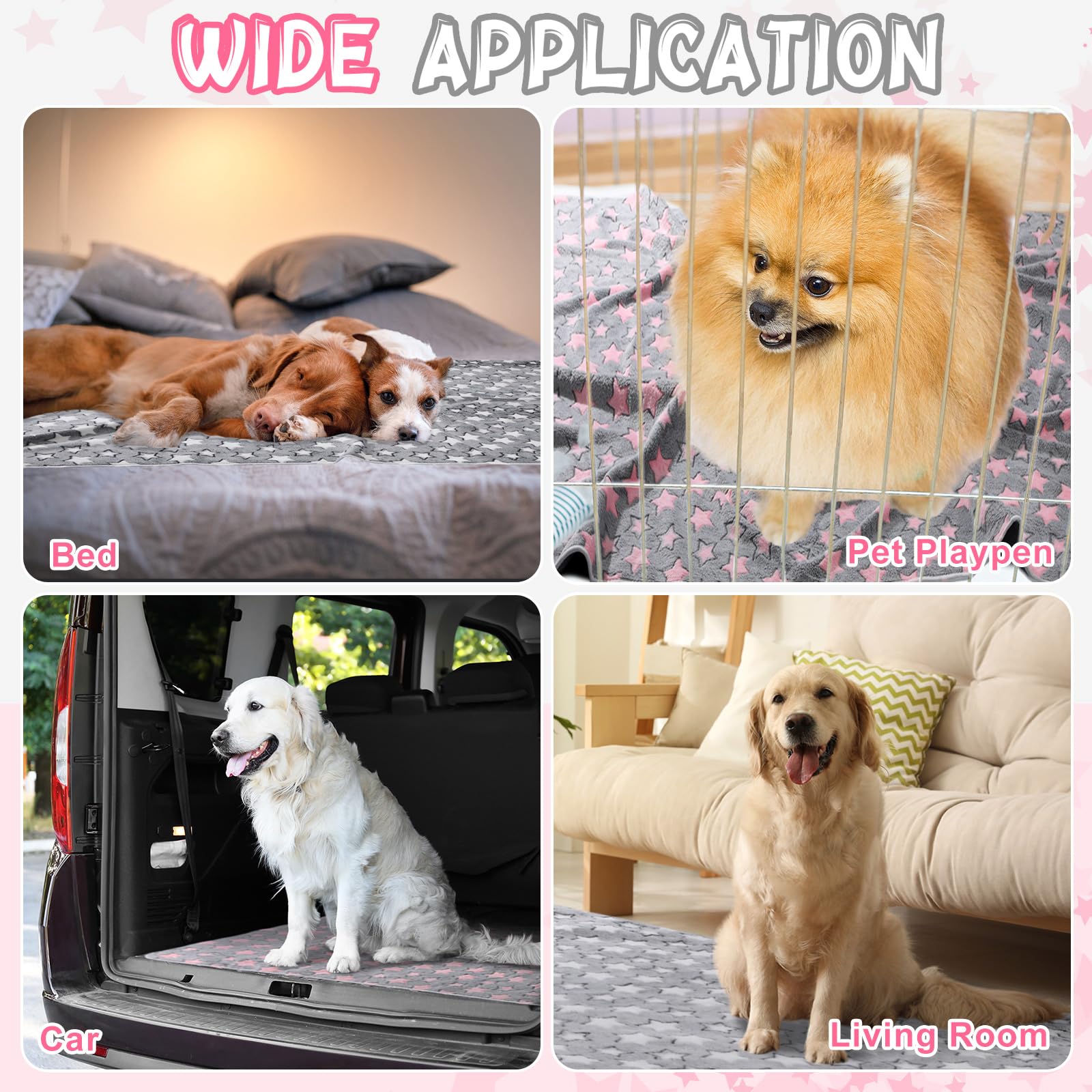 2 Pack Soft Fluffy Dog Blanket for Large Dogs - Washable Reusable Pet Blanket, Whelping & Pee Pads - 65