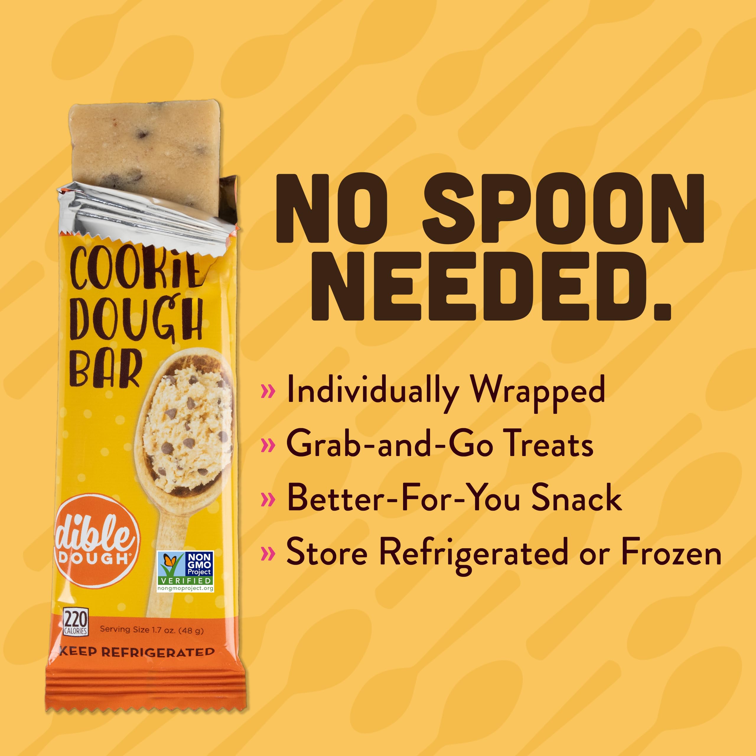 All-Natural Non-GMO Edible Chocolate Chip Cookie Dough Bars - Healthy Refrigerated Snack (10-Pack) | Perfect for School Lunches, Office Treats & Late-Night Cravings