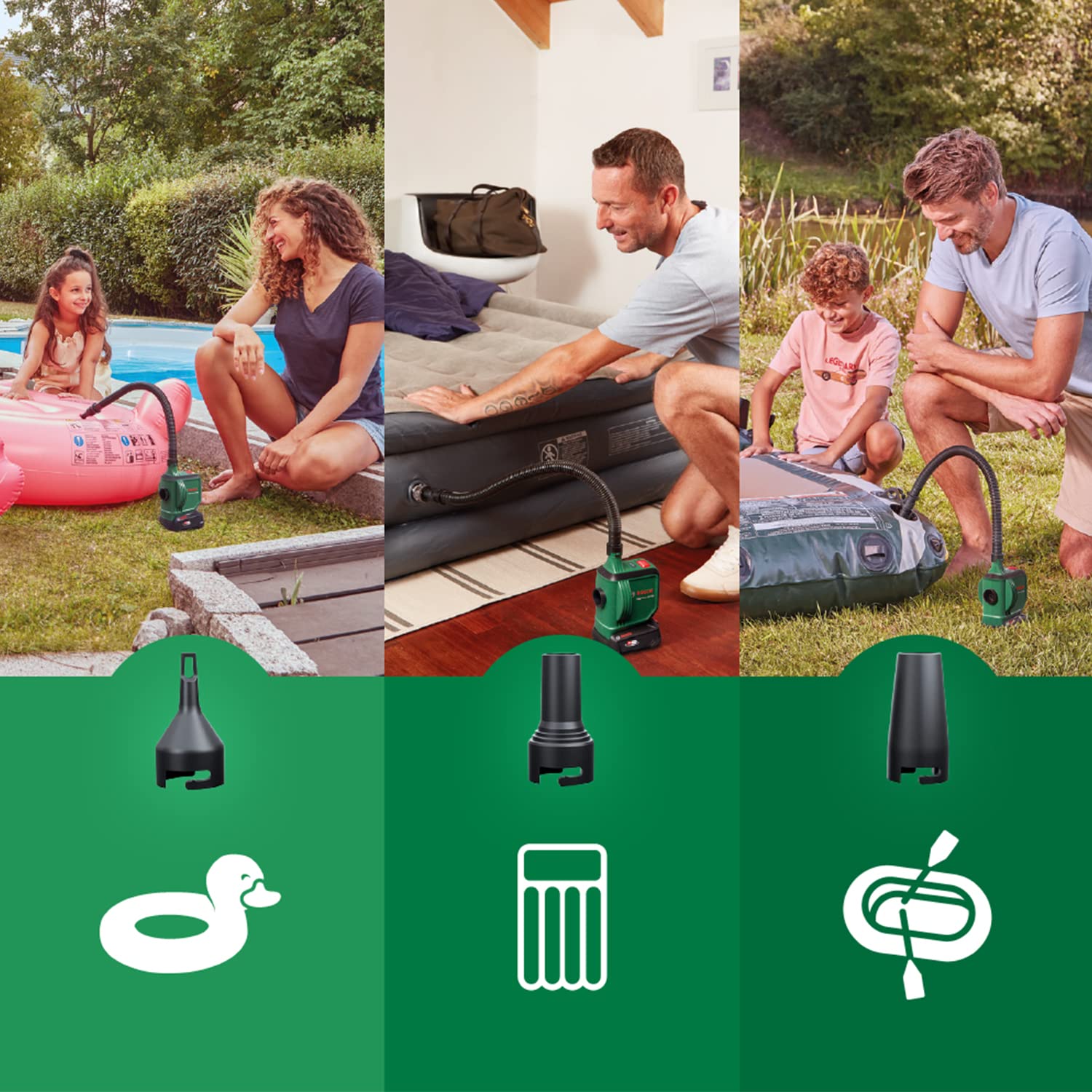 Bosch 18V Cordless Air Pump - EasyInflate 500 Battery Powered Inflator for Air Mattress, Pool Toys & Inflatables (Tool Only, No Battery) | Portable Pump for Camping, Travel & Home Use