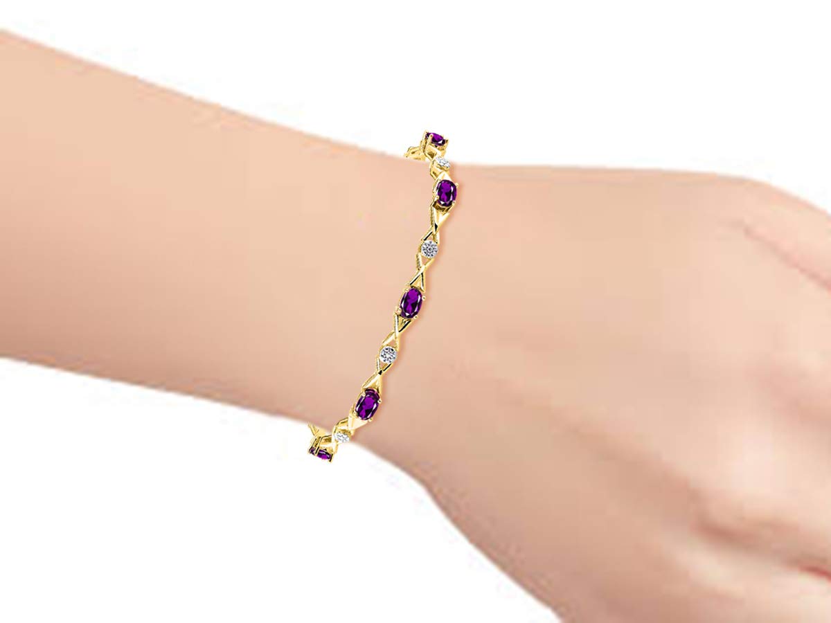 RYLOS 10K Yellow Gold Plated XOXO Hugs & Kisses Tennis Bracelet for Women - Adjustable 7