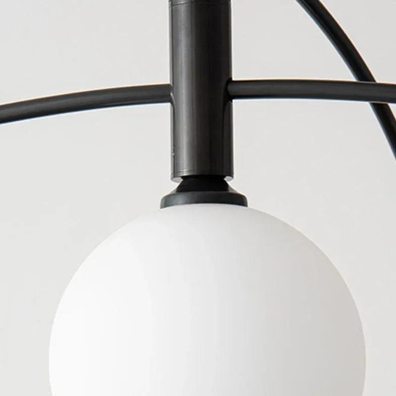 Modern White Glass Ball Arc-Shaped Metal Chandelier - Elegant Ceiling Light Fixture for Dining Room, Bedroom, Living Room Decor