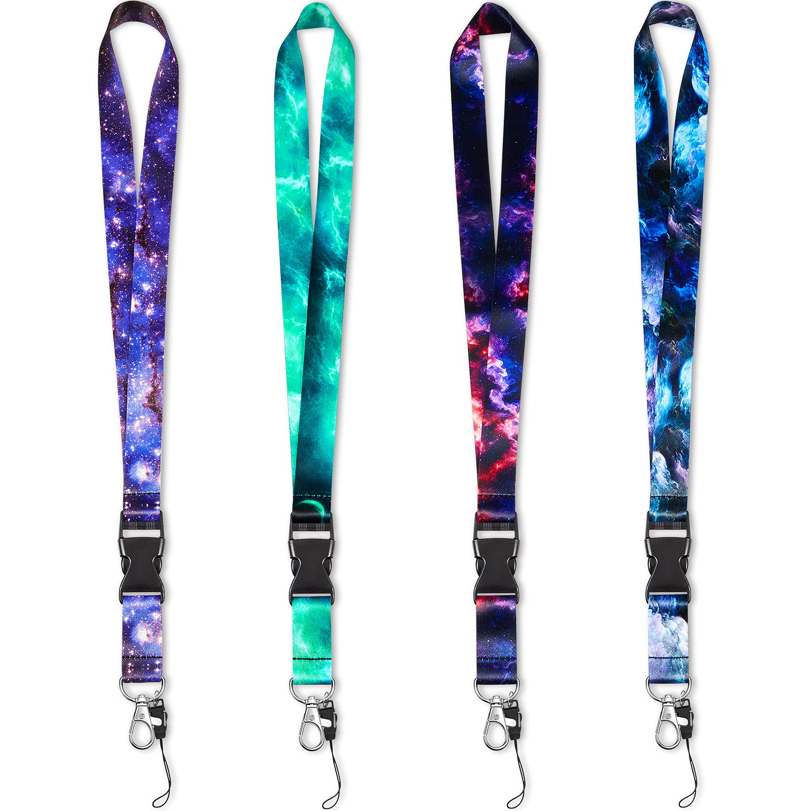 Starry Sky Lanyards - 4 Pcs Detachable Key ID Holder with Buckle for Teachers Teens | School Office Use