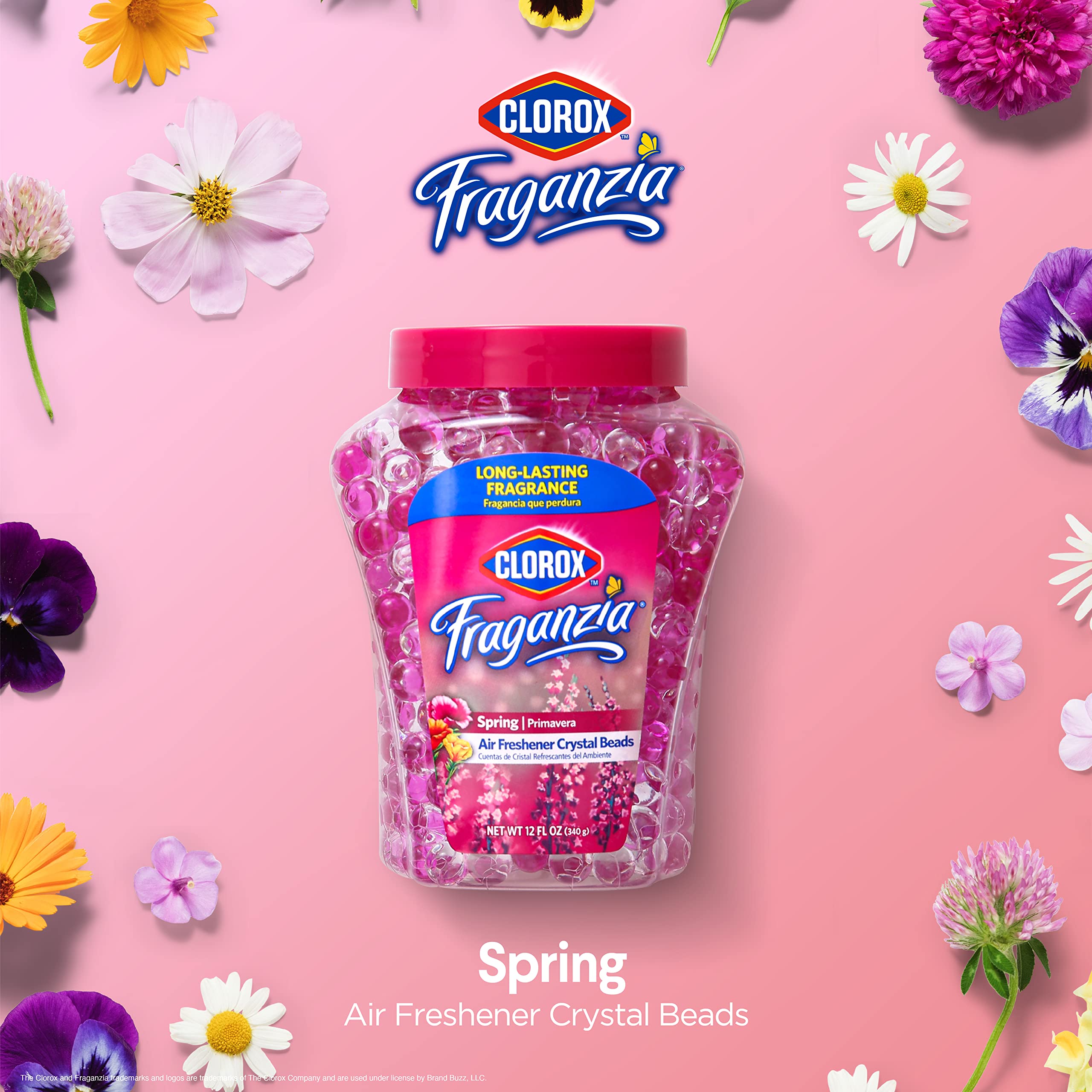 Clorox Fraganzia Crystal Beads Air Freshener - Long-Lasting Spring Scent Gel Beads for Home, Bathroom & Car | 12 Oz | Eliminates Odors & Freshens Air Naturally | Perfect for Small Spaces, Closets & Pet Areas