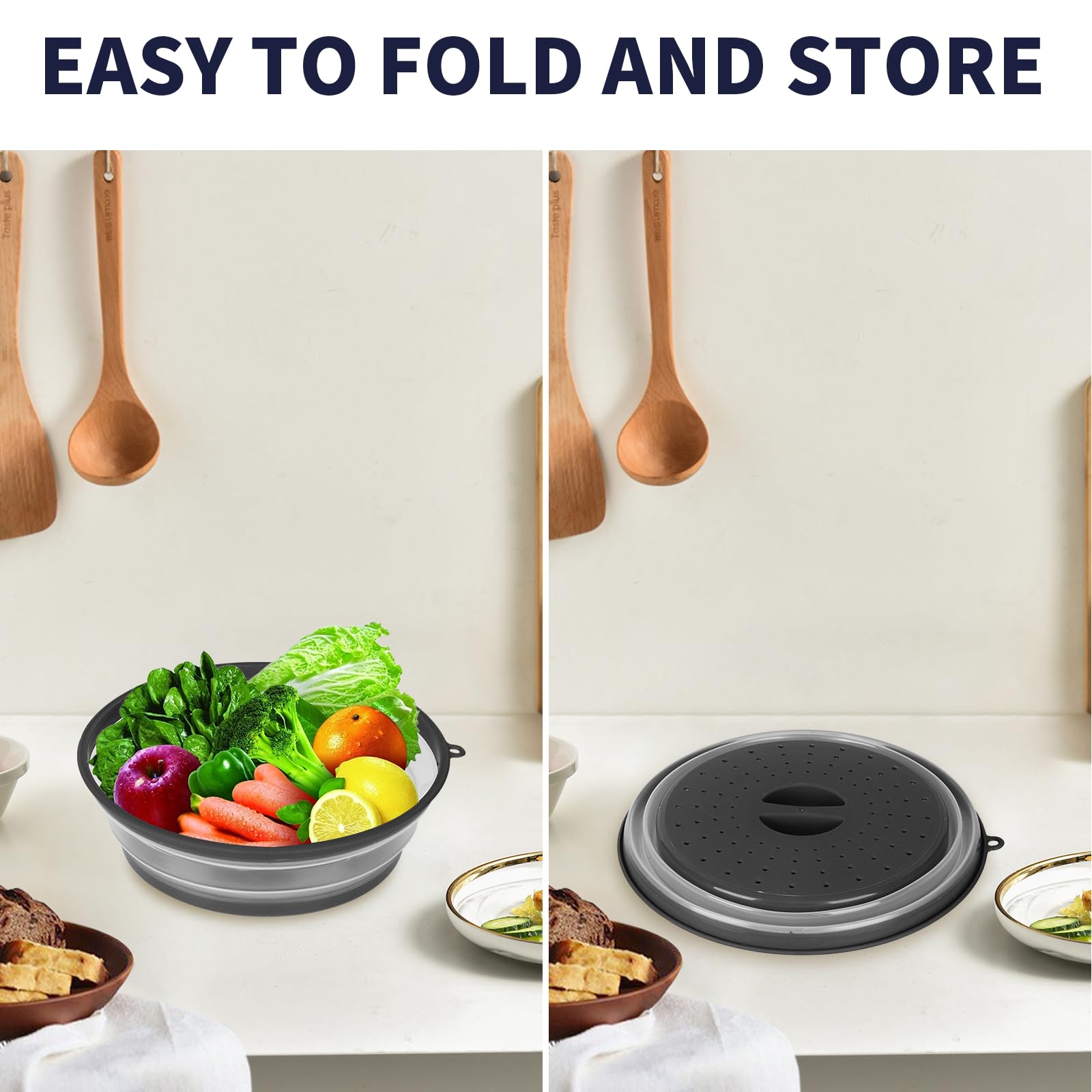 Microwave Splatter Cover - Black Food Cover for Microwave Oven, Medium Size Plate Lid | Prevent Mess & Keep Food Fresh | Ideal for Reheating Meals, Popcorn & Cooking