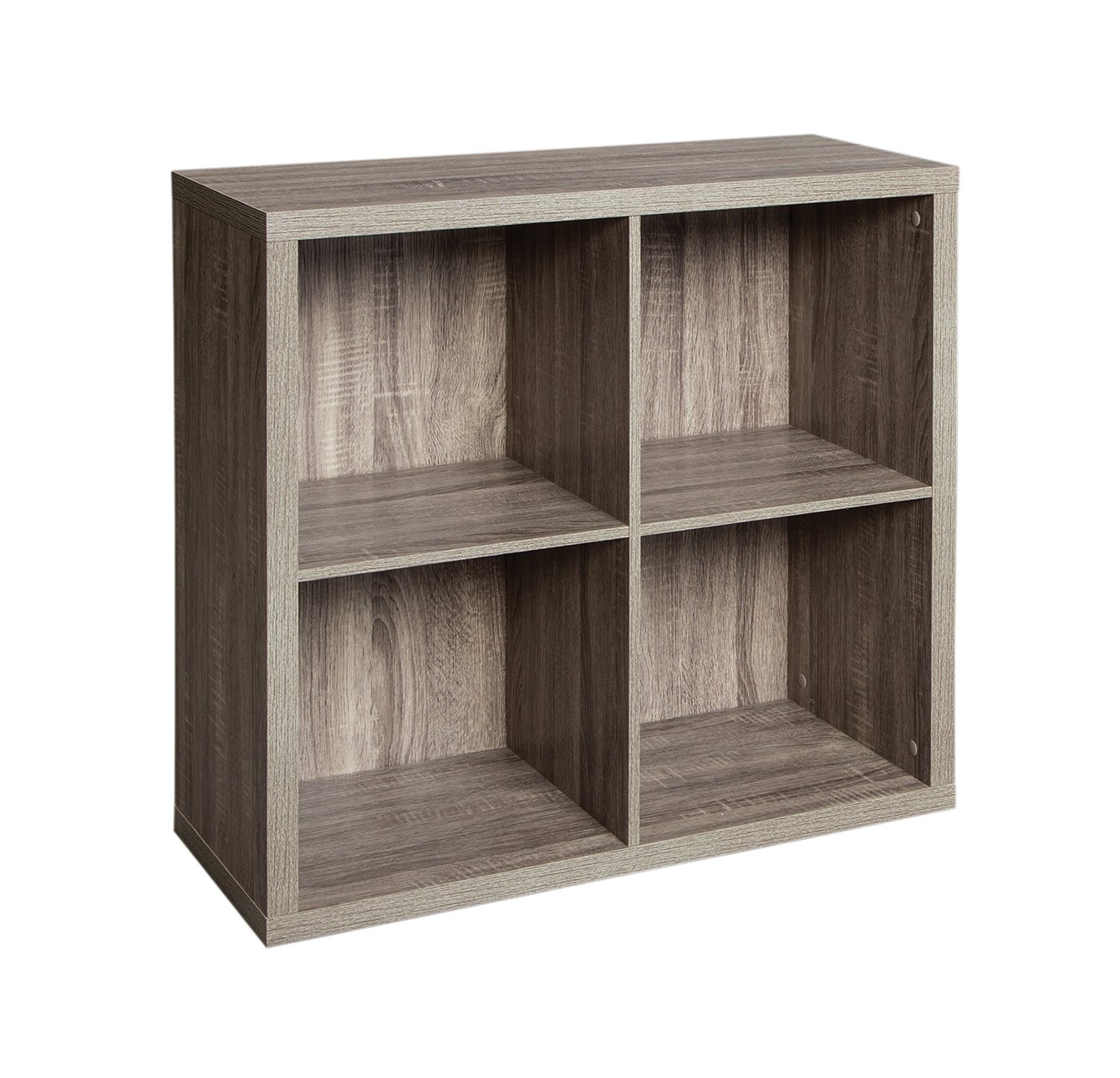 ClosetMaid 4-Cube Storage Organizer Shelf with Back Panel - Easy Assembly Wooden Bookshelf in Weathered Gray for Bedroom, Living Room & Office Organization