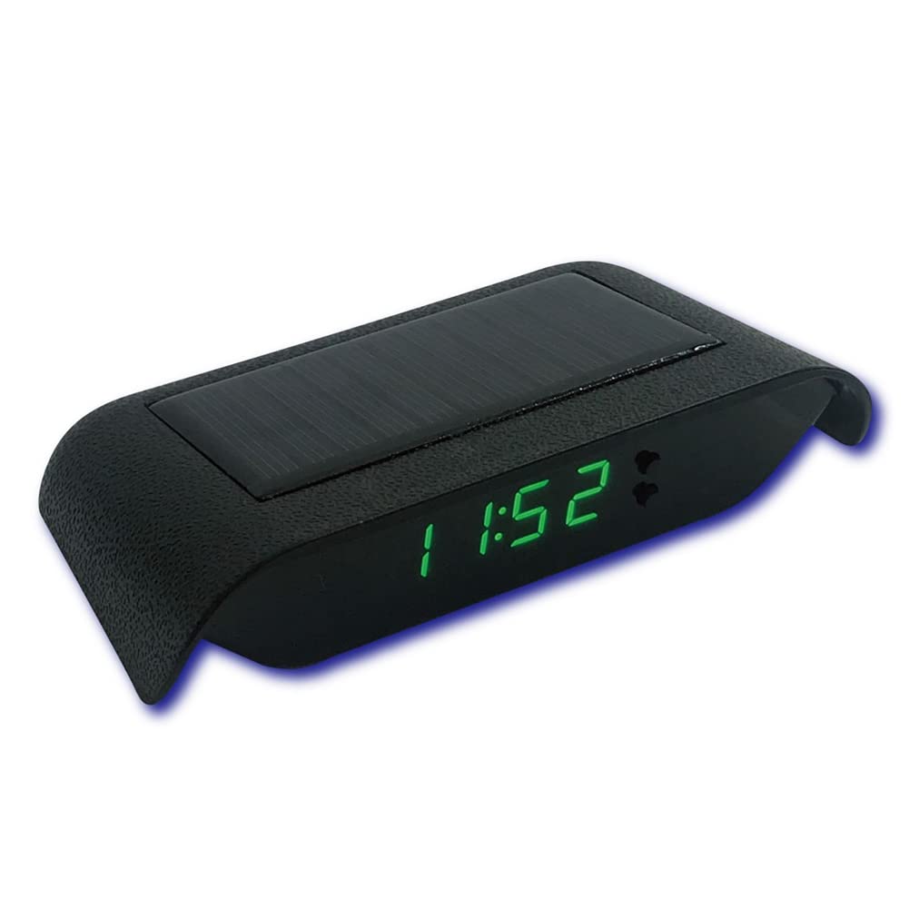 Zcargel 3-in-1 Solar Car Digital Thermometer Clock with USB Charging, Luminous Display, Multifunctional Car Interior Accessory for Enhanced Driving Comfort - White