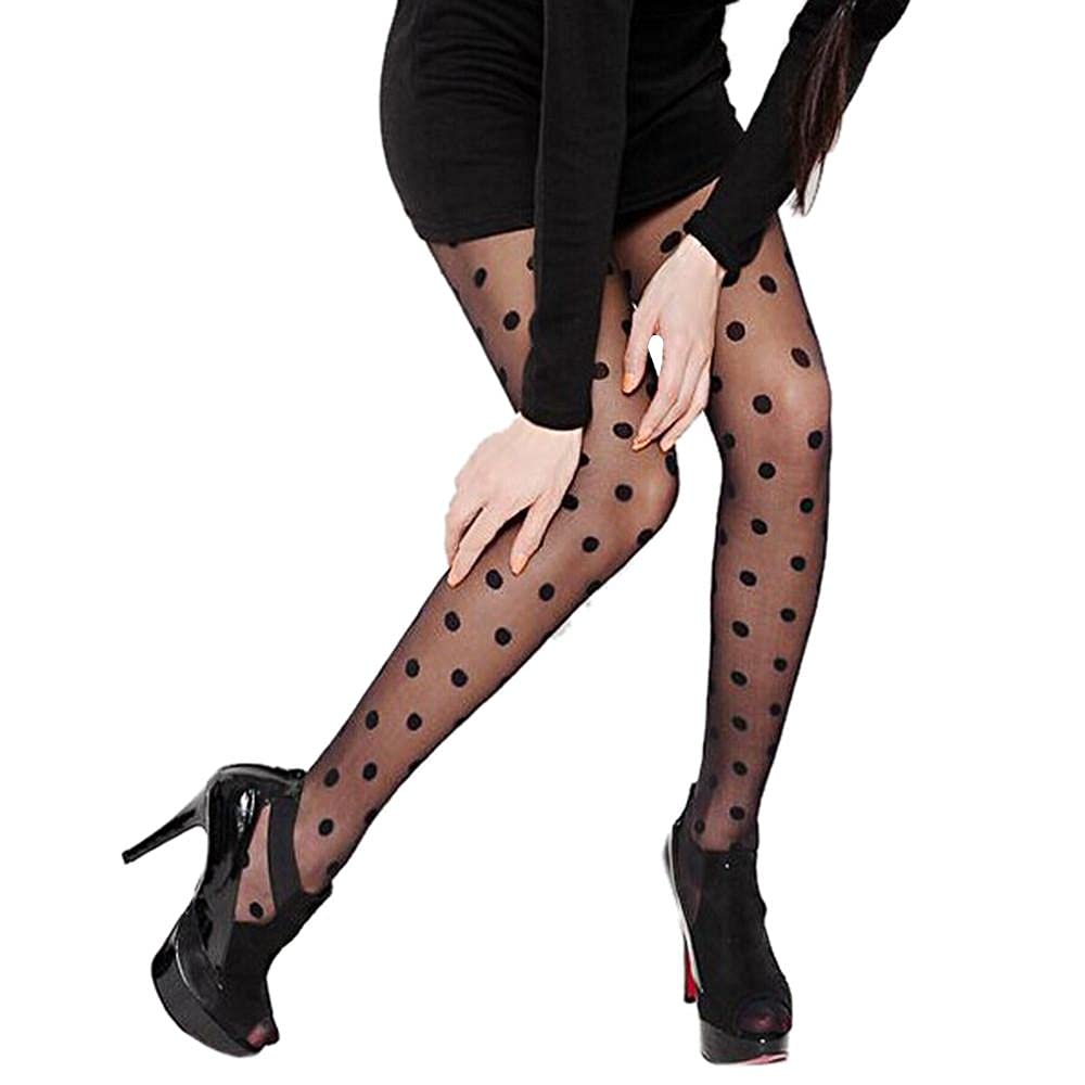 Transparent Slim Dot Printed Fishnet Stockings - Sexy Black Tights for Women | Perfect for Party, Club & Evening Wear