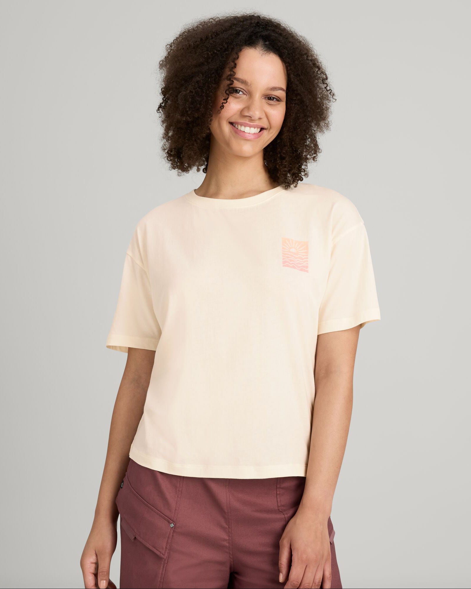 Women's Sunrise Floral Organic Cotton T-Shirt - Soft & Breathable Natural Tee for Casual Wear & Summer Outfits