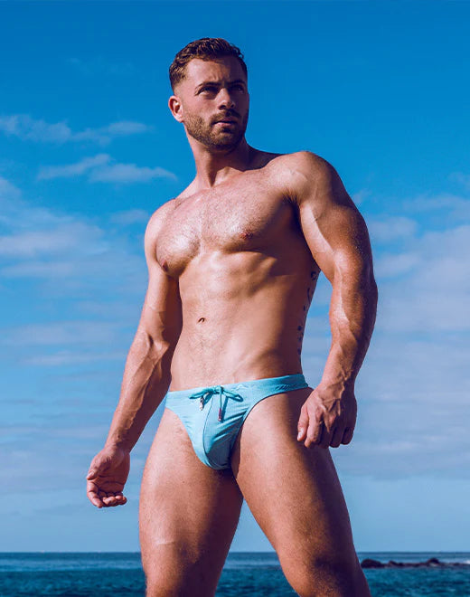 2eros Nautica Swim Thong for Men - Comfortable Blue Swimwear for Beach, Pool & Vacation - Quick-Dry Fabric & Adjustable Waistband